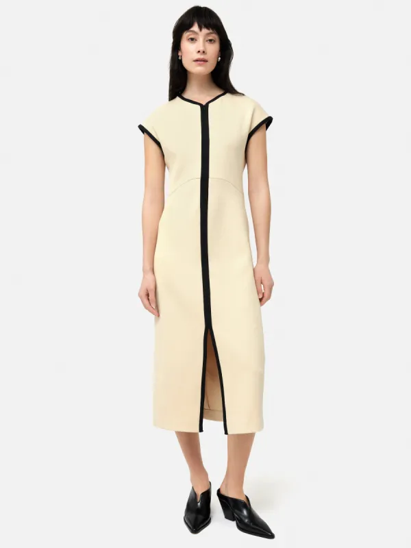 Heavy Crepe Zip Column Dress | Cream sold by Jigsaw