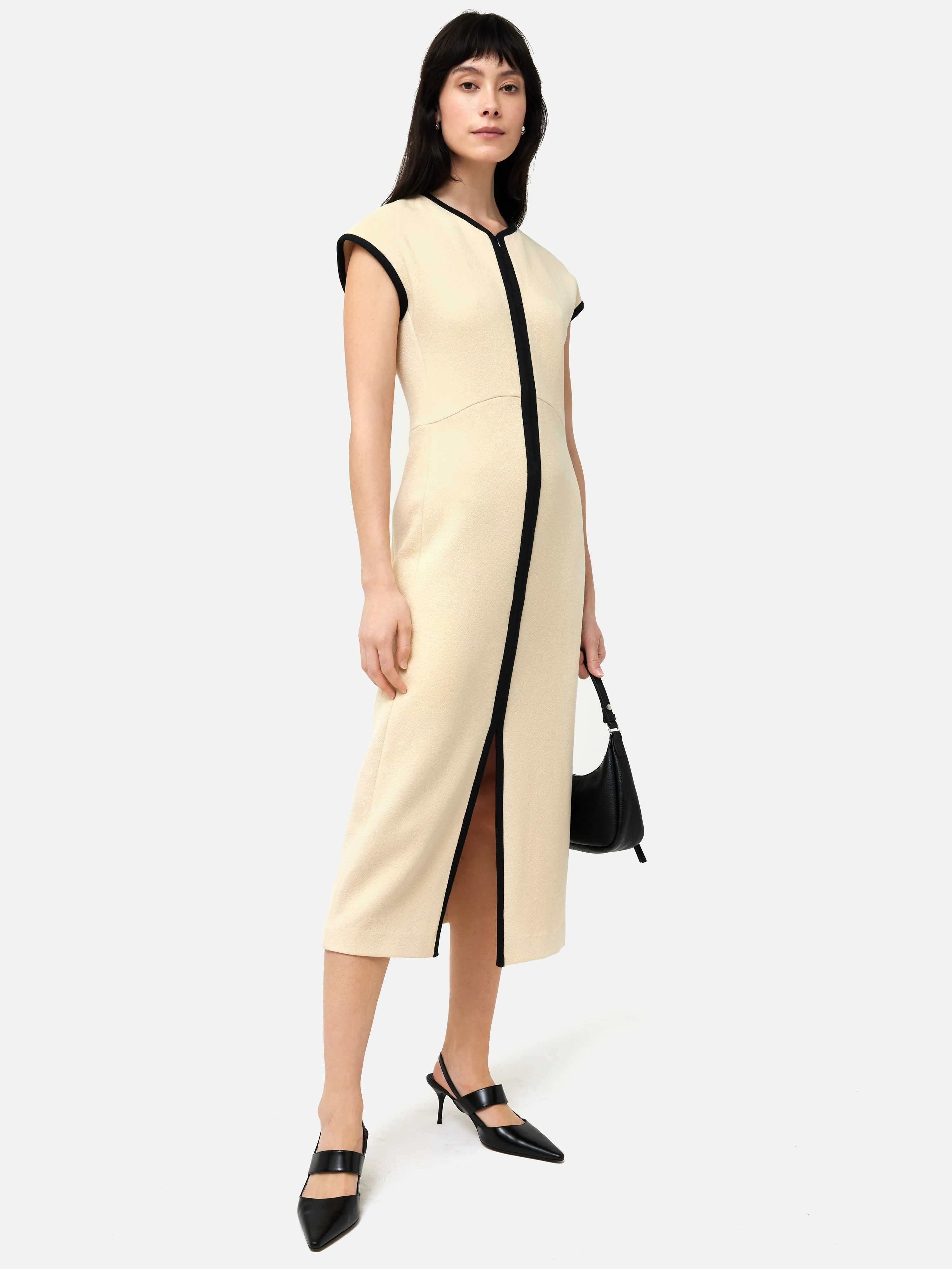 Heavy Crepe Zip Column Dress | Cream sold by Jigsaw product image thumbnail 5