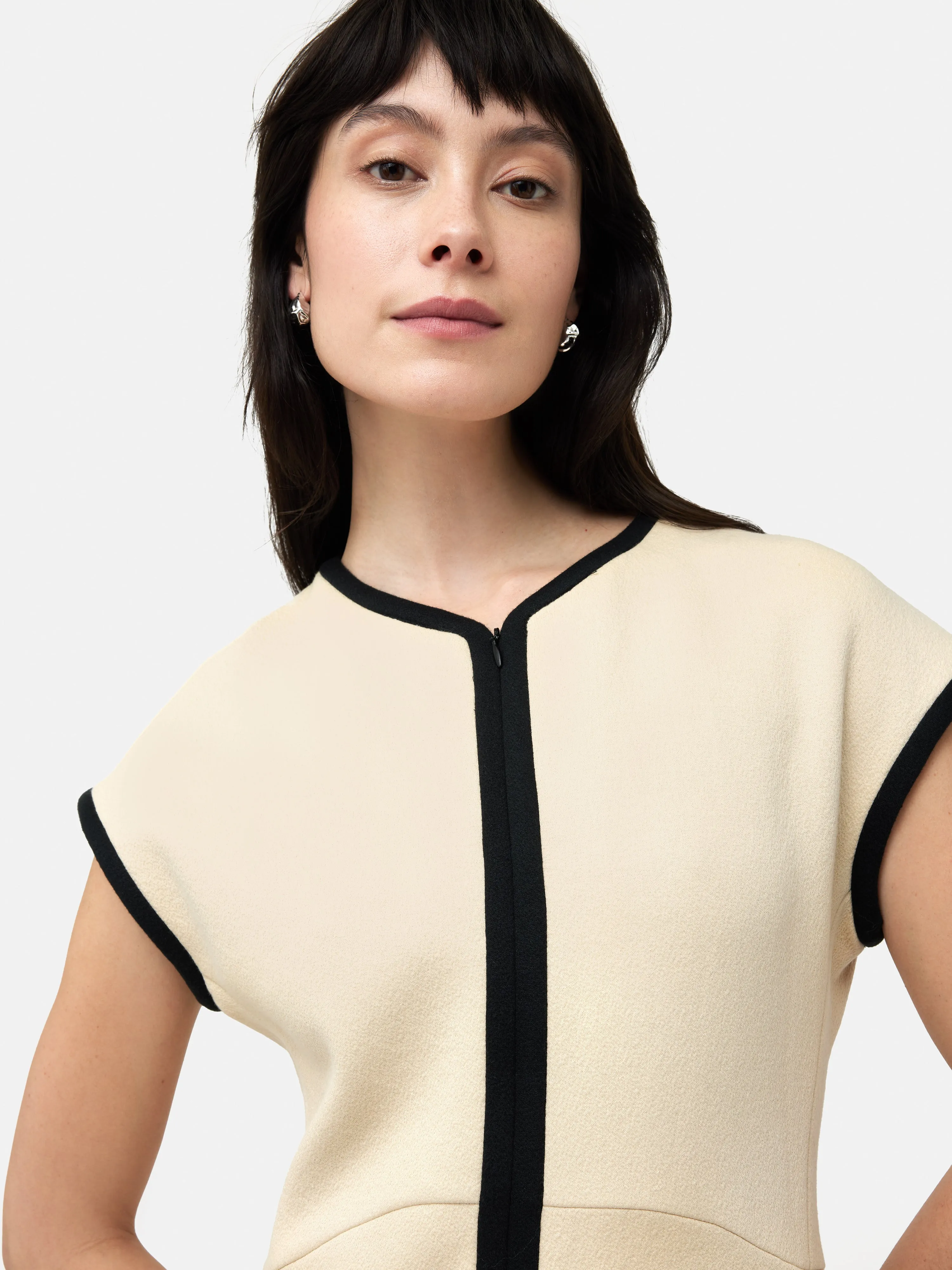 Heavy Crepe Zip Column Dress | Cream sold by Jigsaw product image thumbnail 2