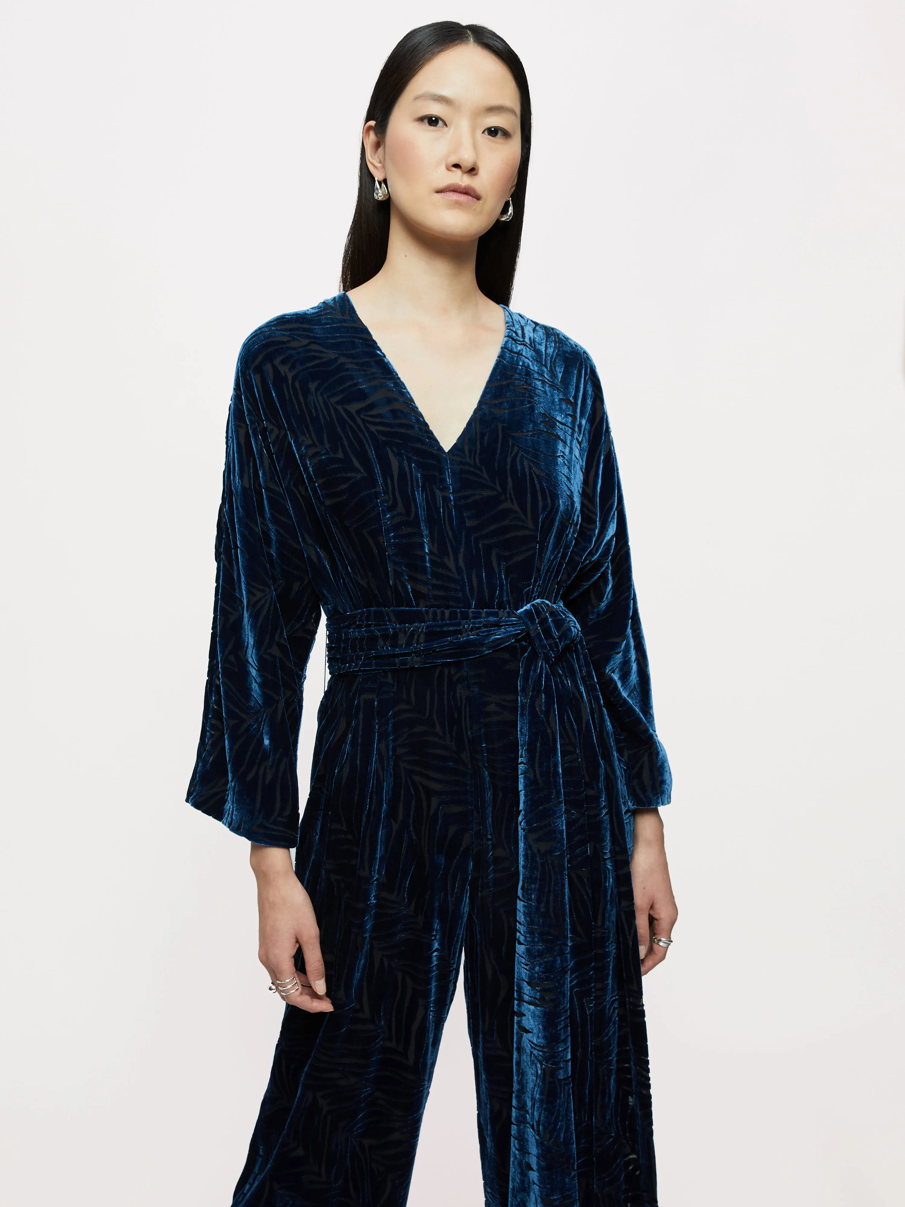 Zebra Devore Velvet Jumpsuit | Blue sold by Jigsaw product image thumbnail 4