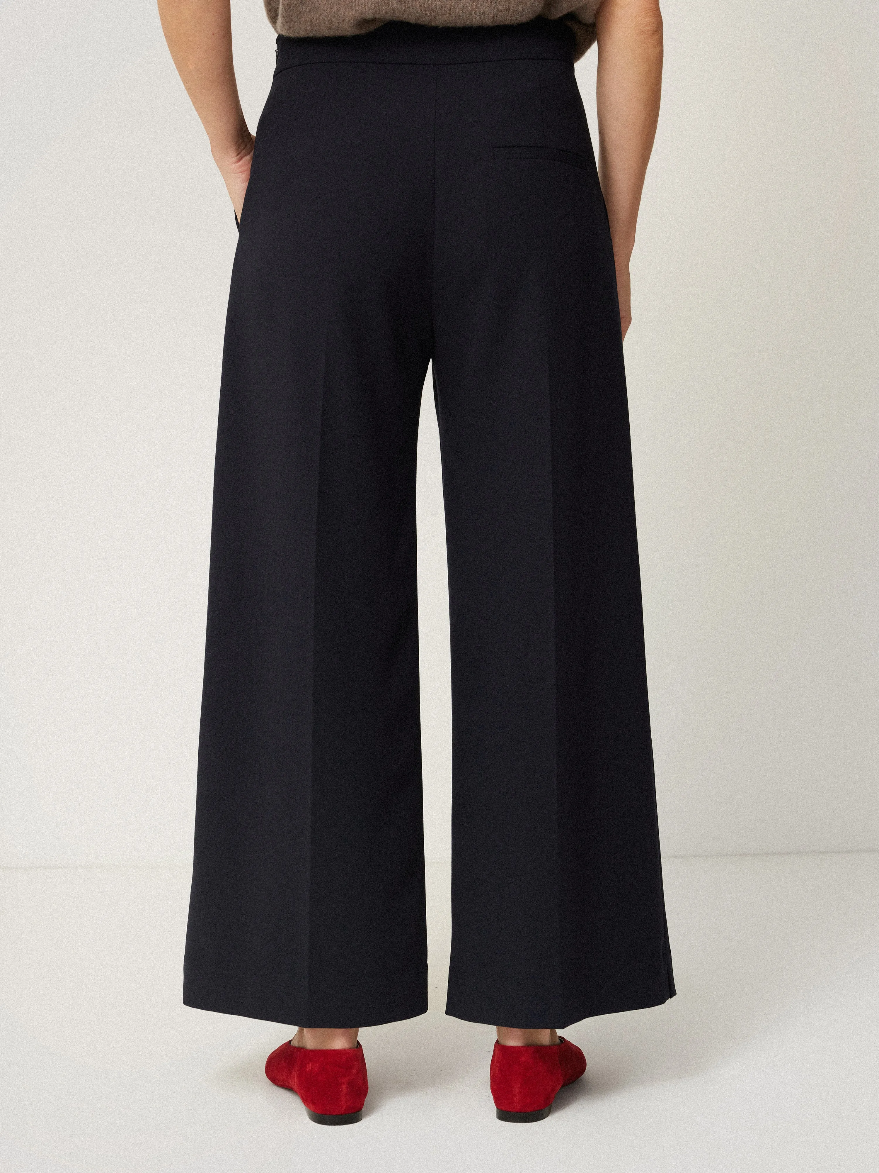 Italian Modern Crepe Sailor Trouser | Navy sold by Jigsaw product image thumbnail 4