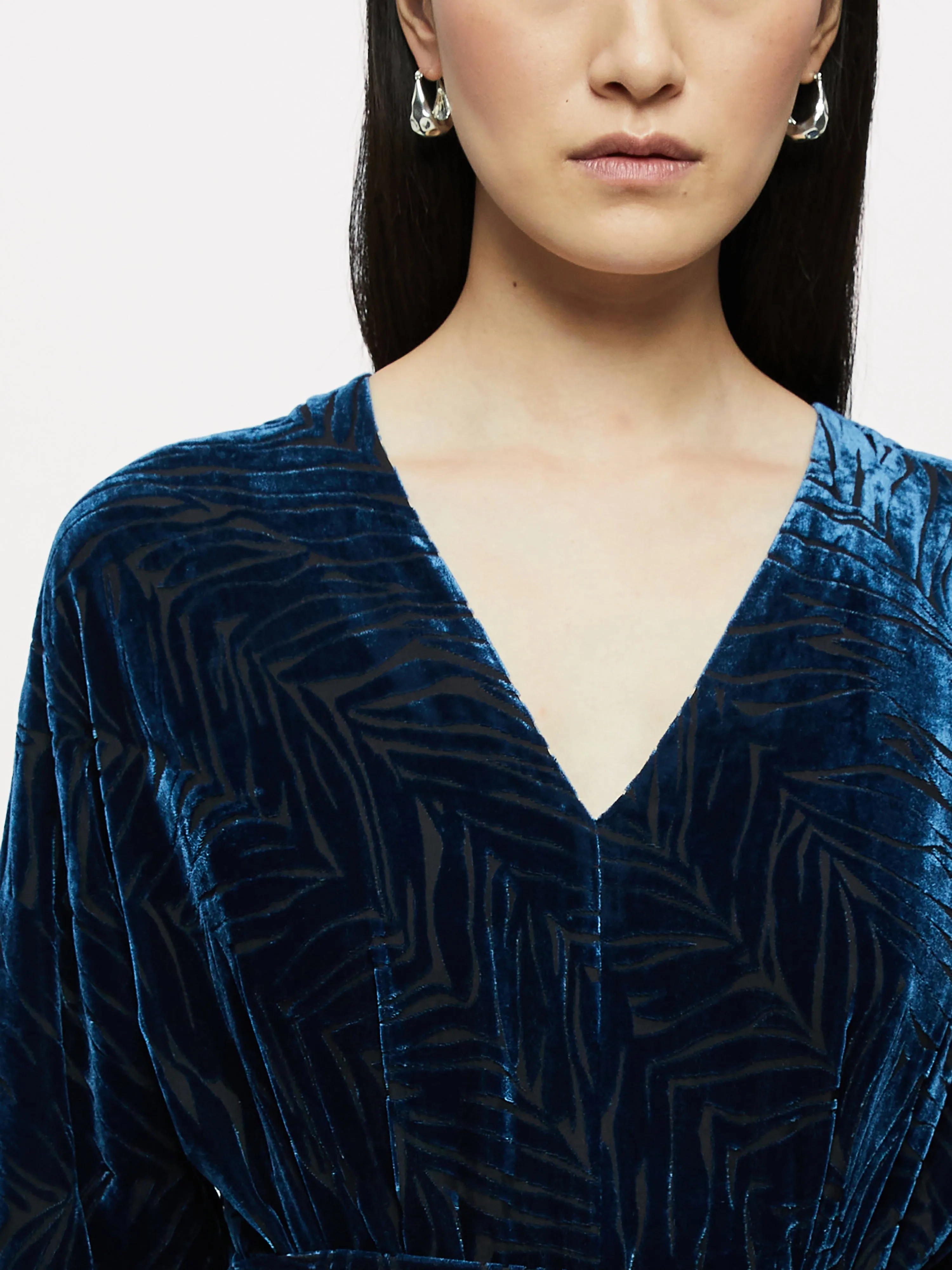 Zebra Devore Velvet Jumpsuit | Blue sold by Jigsaw product image thumbnail 2