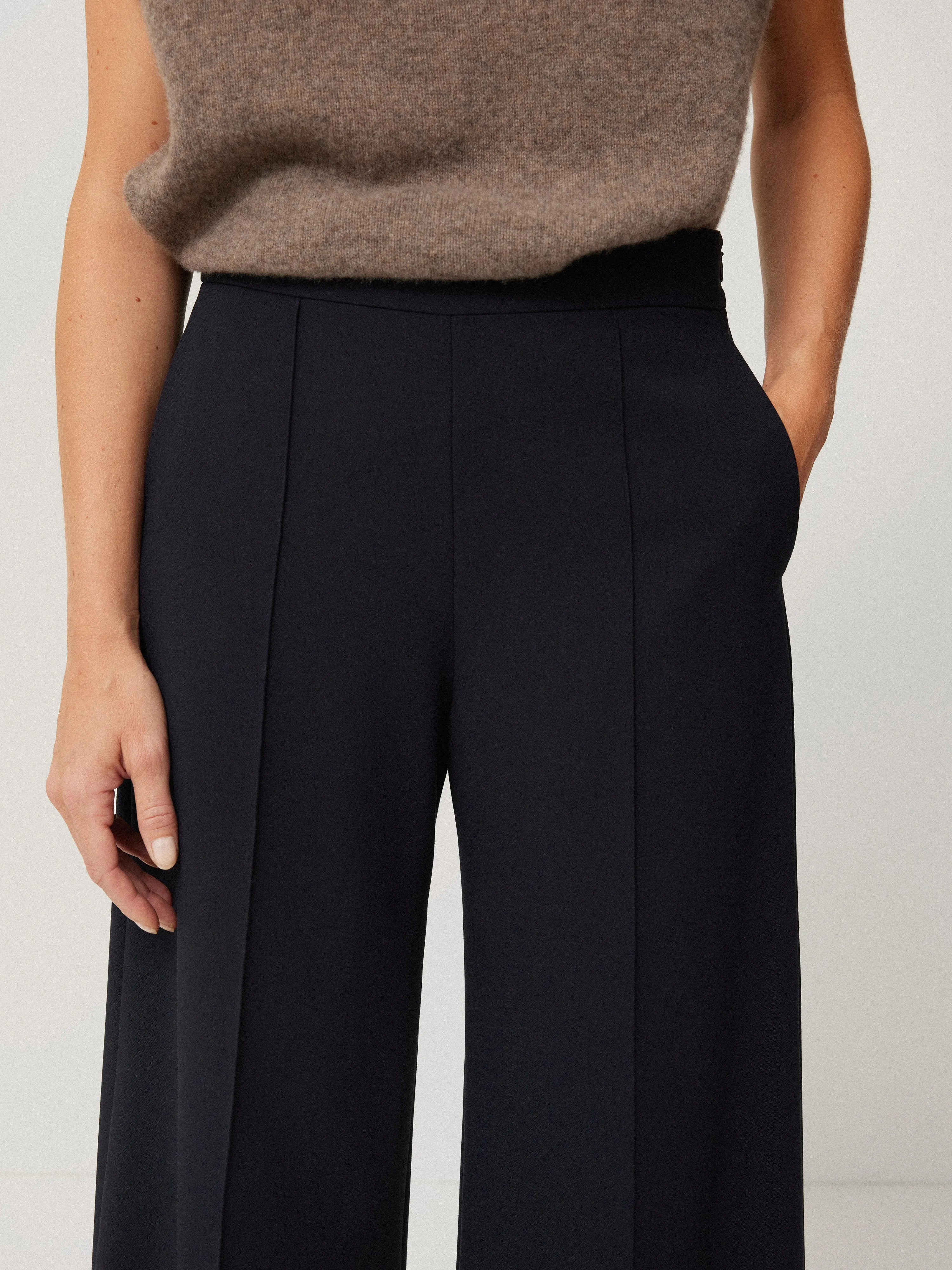 Italian Modern Crepe Sailor Trouser | Navy sold by Jigsaw product image thumbnail 2