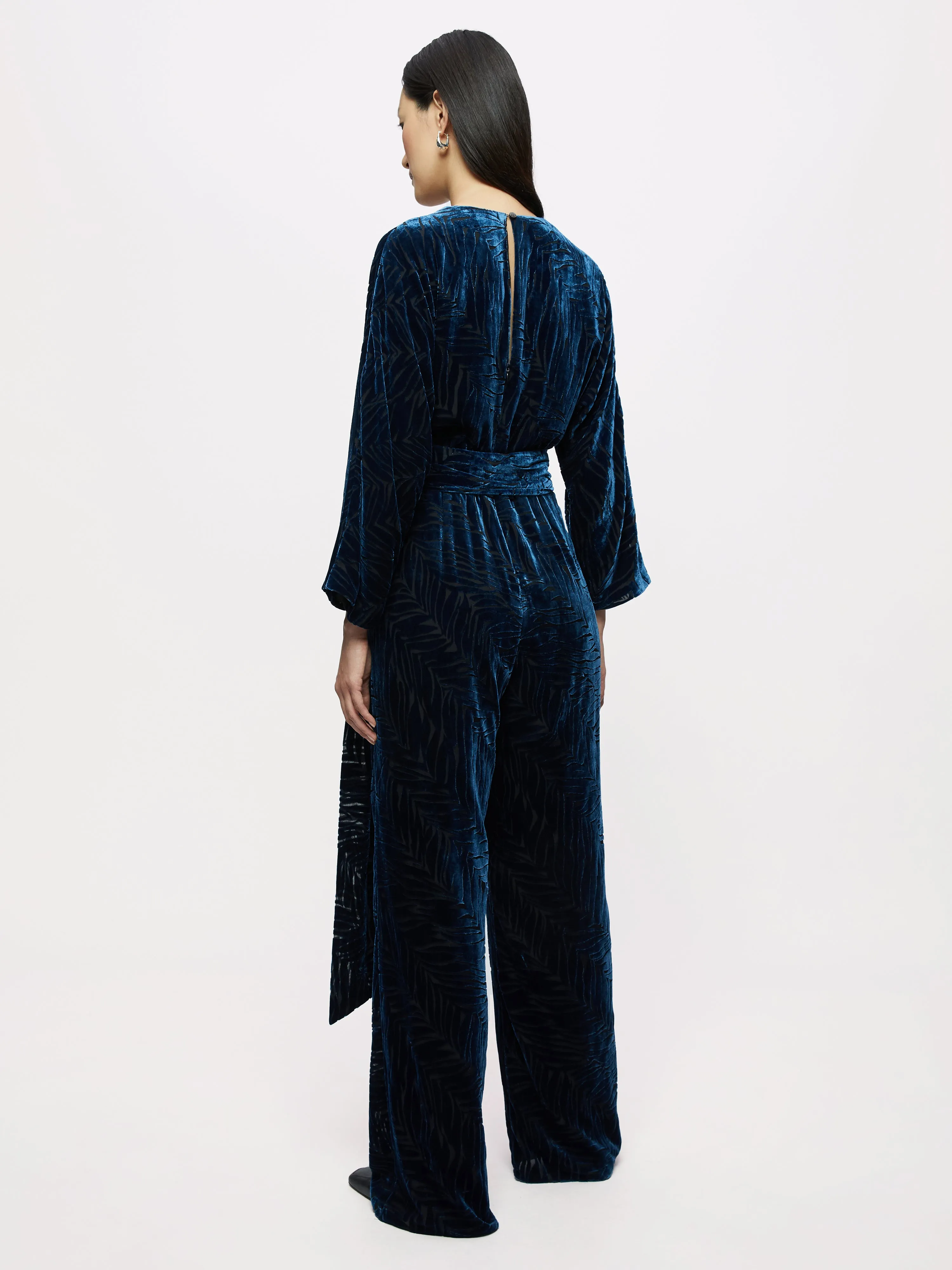 Zebra Devore Velvet Jumpsuit | Blue sold by Jigsaw product image thumbnail 5