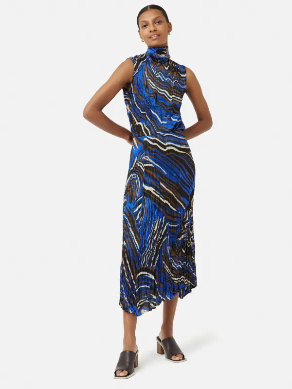 Terrain Silk Viscose Skirt | Blue sold by Jigsaw