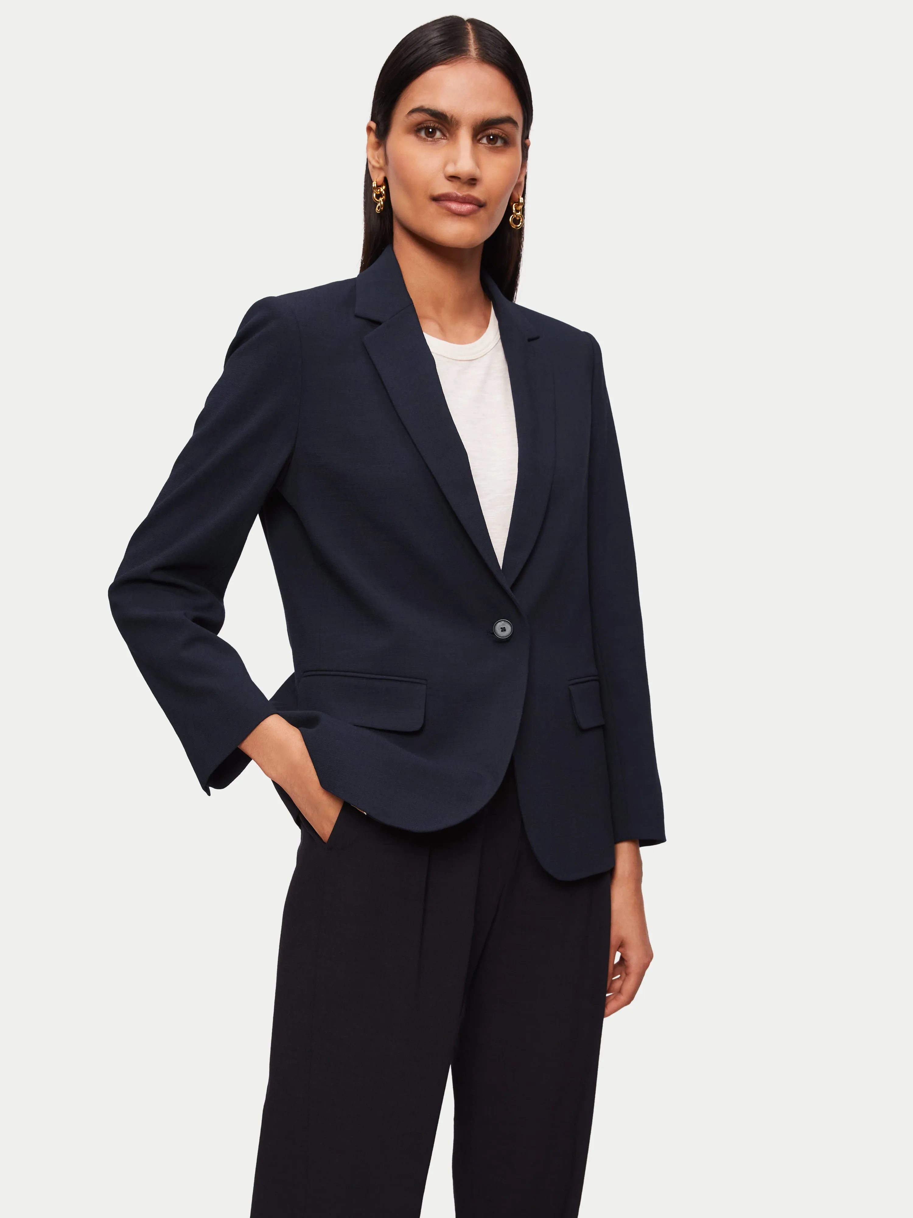 Crosshatch Brook Blazer | Navy sold by Jigsaw product image thumbnail 4