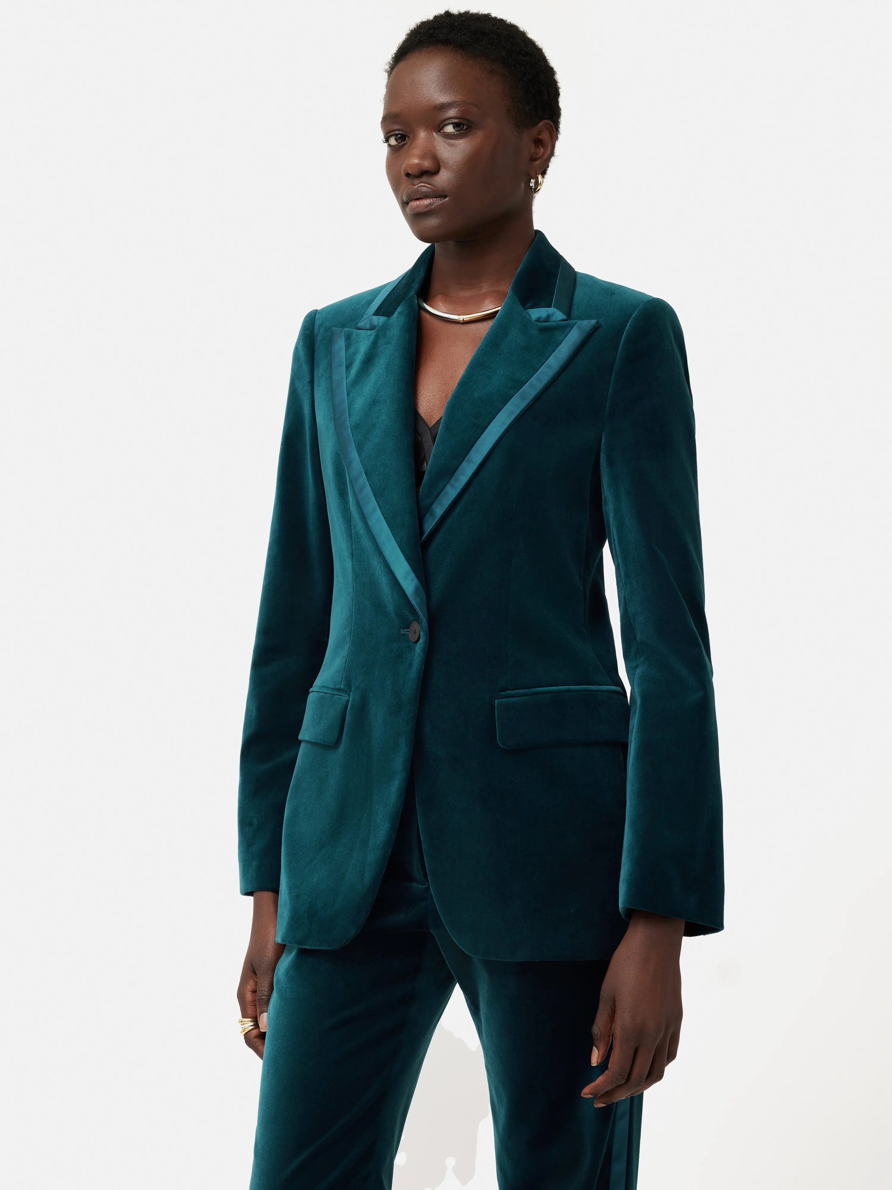 Velvet Ashby Blazer | Teal sold by Jigsaw