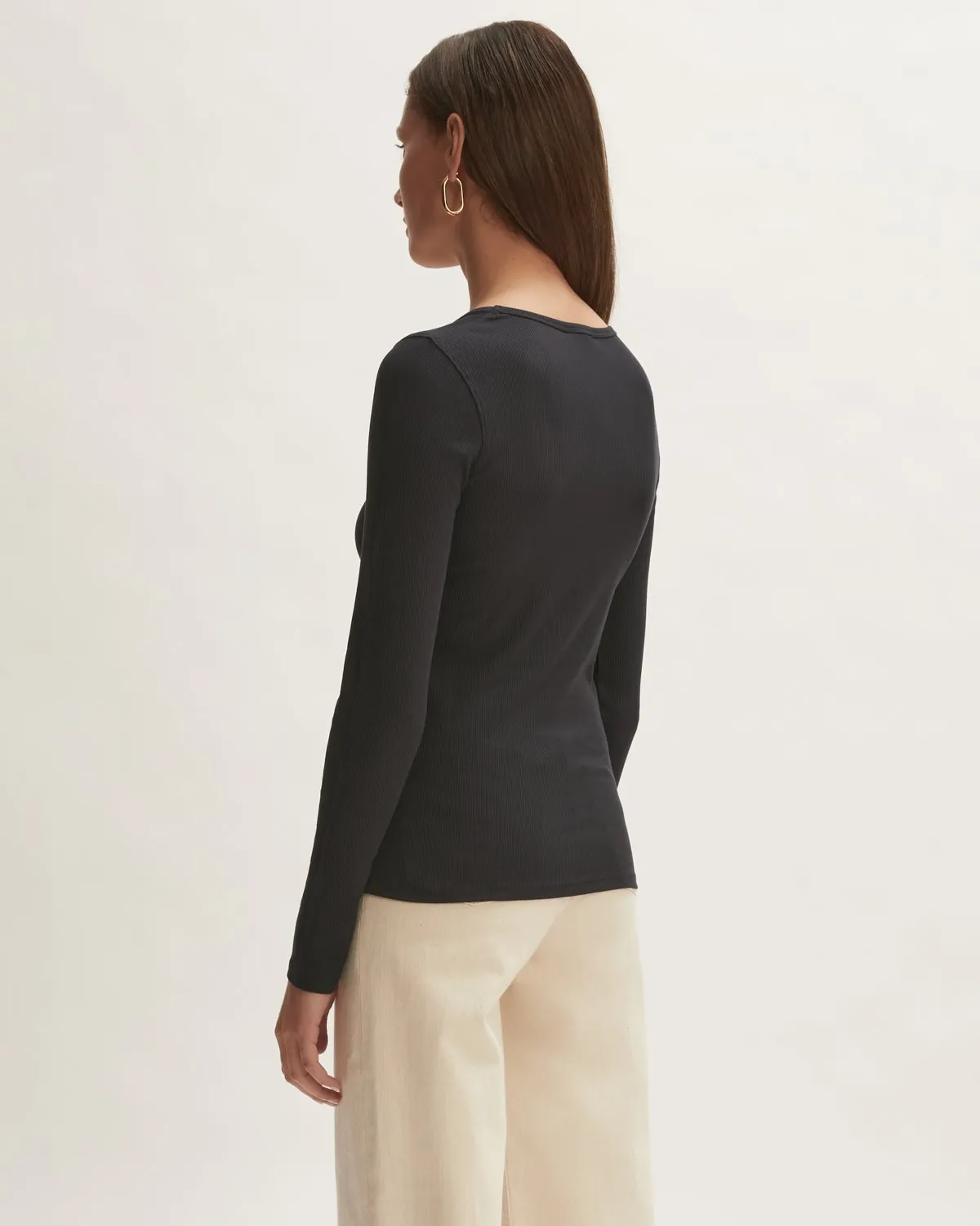 Anderby Rib Scoop Neck Long Sleeve Tee | Navy sold by Jigsaw product image thumbnail 4