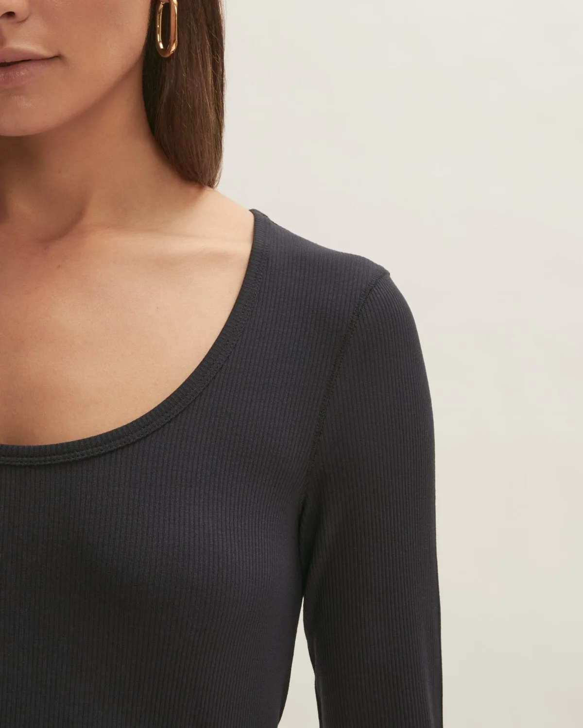 Anderby Rib Scoop Neck Long Sleeve Tee | Navy sold by Jigsaw product image thumbnail 3