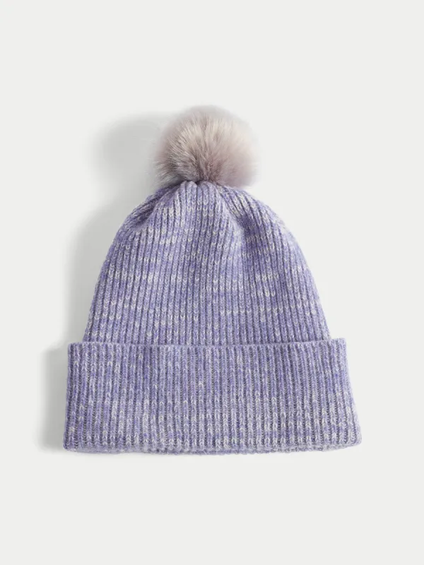 Moulinee Lambswool Pom Hat | Purple sold by Jigsaw