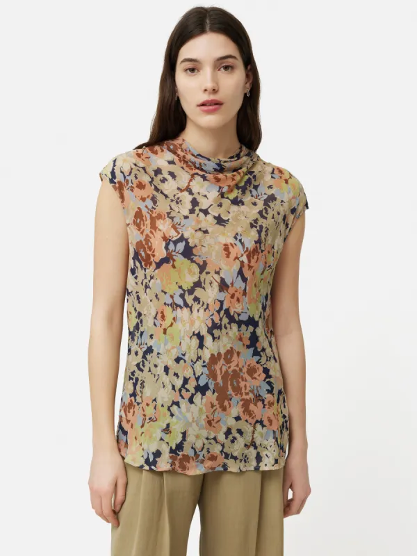 Sheer Petal Crinkle Top | Peach sold by Jigsaw