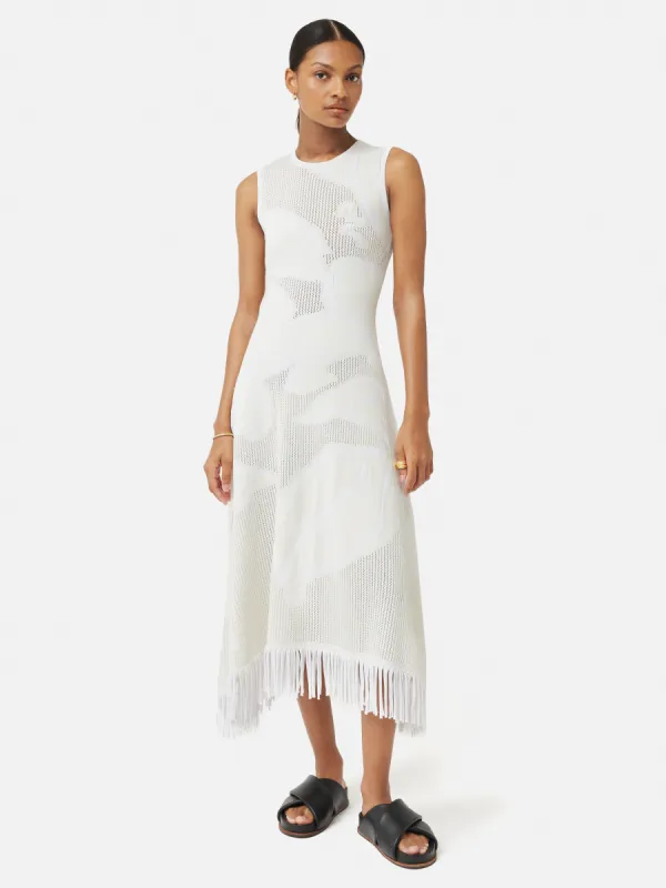 Pointelle Jacquard Knit Dress | Cream sold by Jigsaw