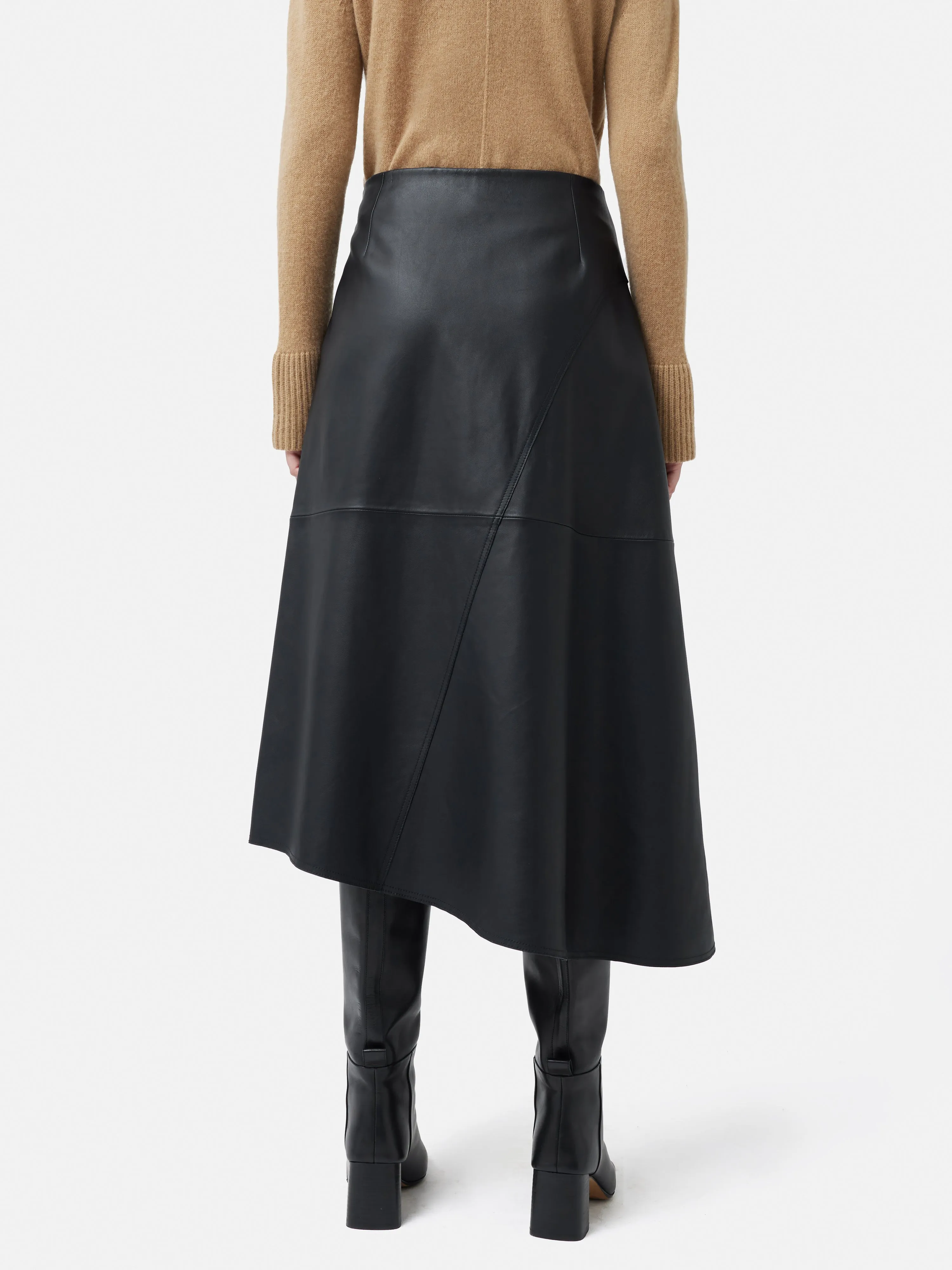 Leather Midi Asymmetric Skirt | Black sold by Jigsaw product image thumbnail 4