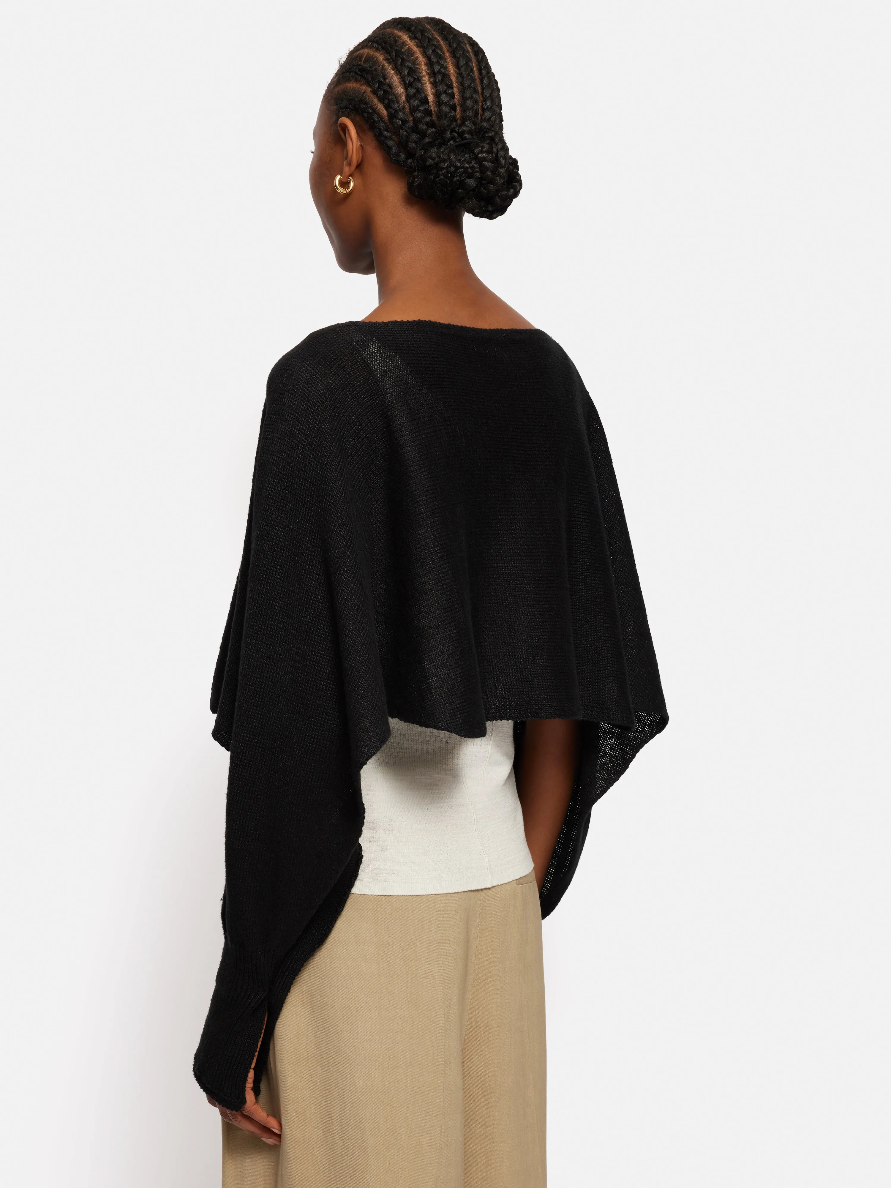 Pure Linen Poncho Sweater | Black sold by Jigsaw product image thumbnail 5
