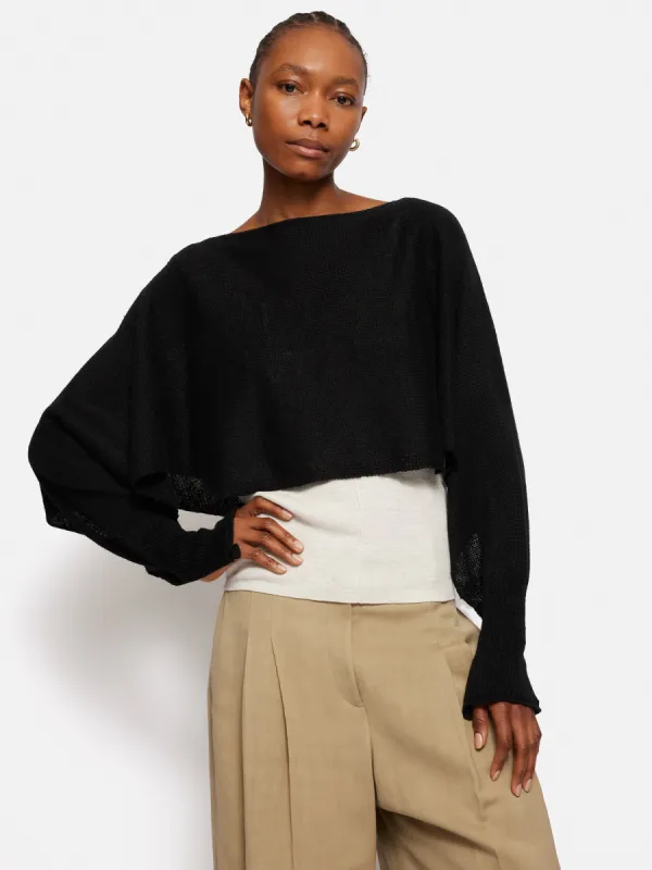 Pure Linen Poncho Sweater | Black sold by Jigsaw