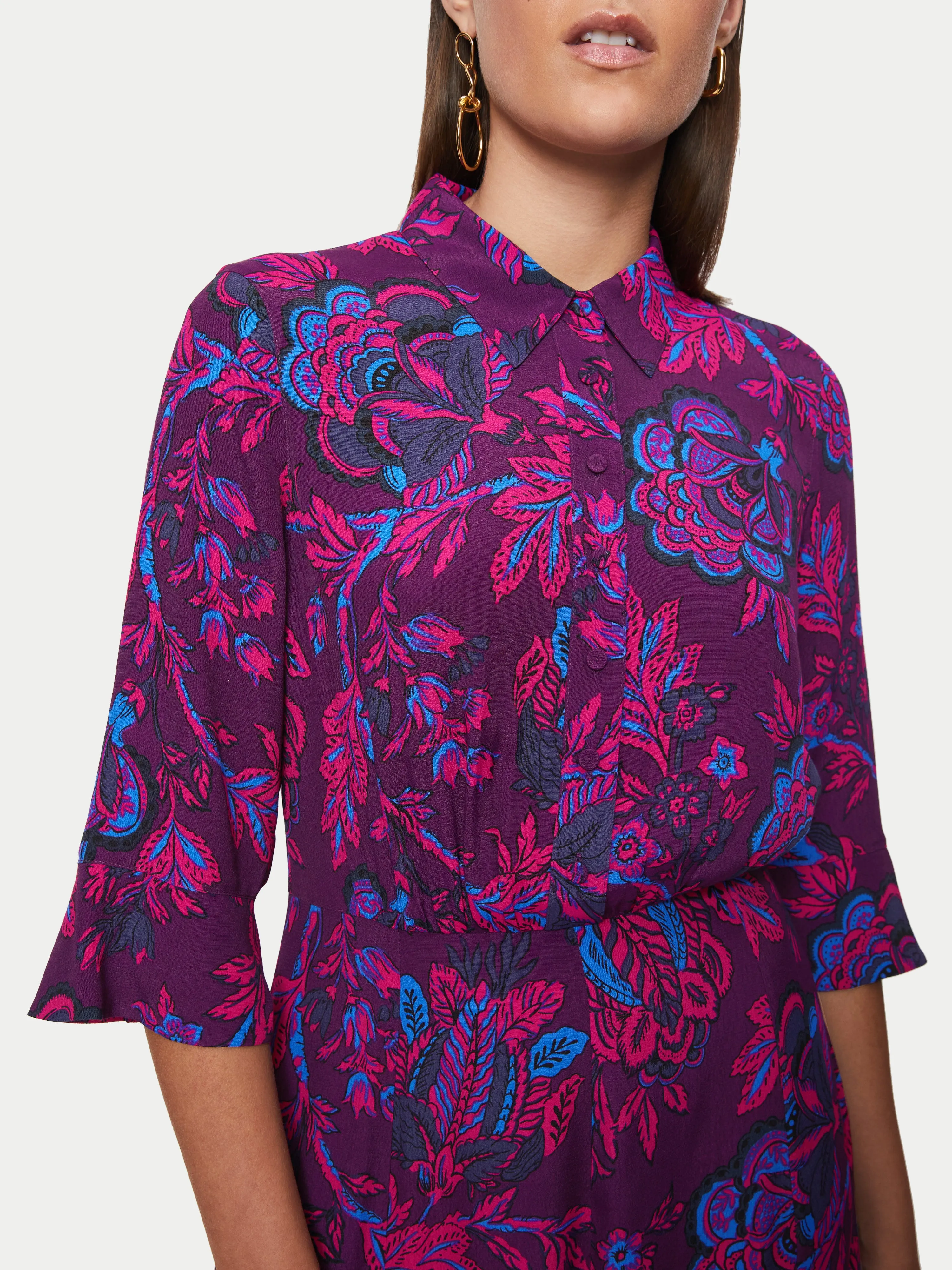 Fluid Twill Rose Brocade Dress | Purple sold by Jigsaw product image thumbnail 3