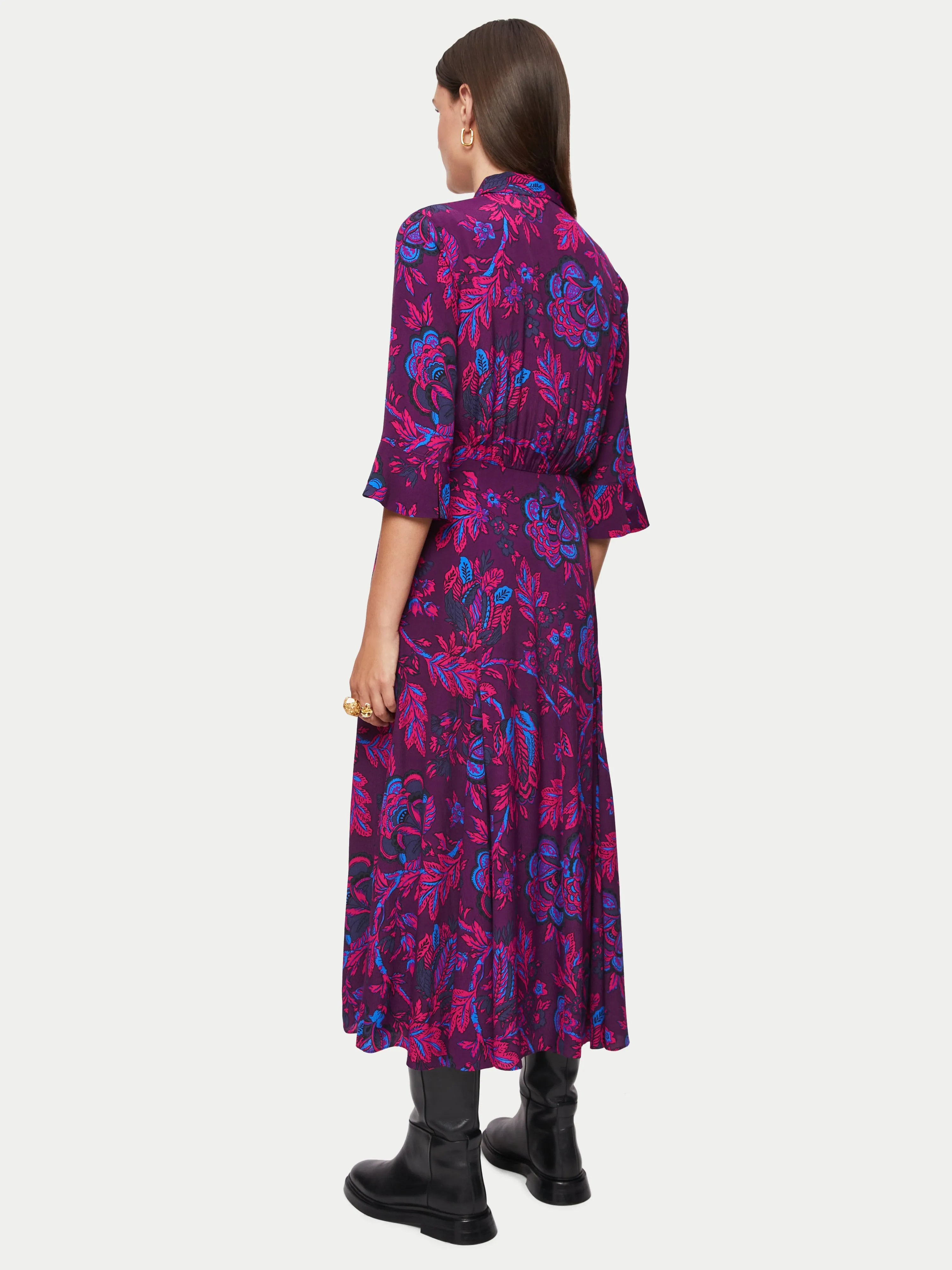Fluid Twill Rose Brocade Dress | Purple sold by Jigsaw product image thumbnail 4