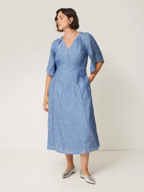 Textured Jacquard Dress | Blue sold by Jigsaw