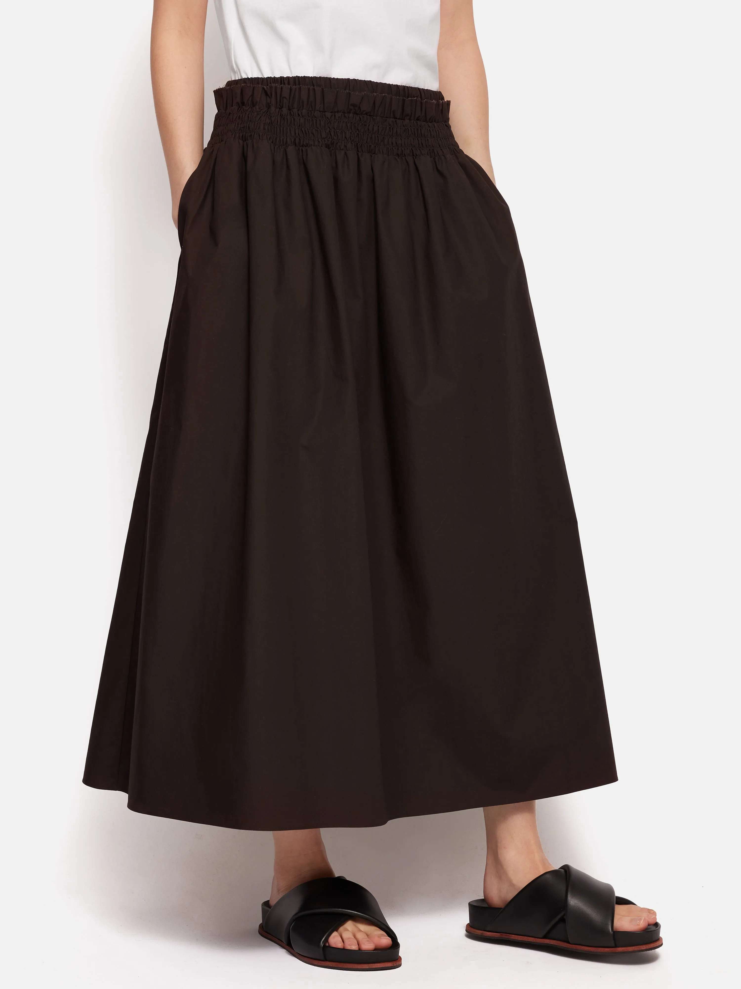 Cotton Poplin Skirt | Brown sold by Jigsaw