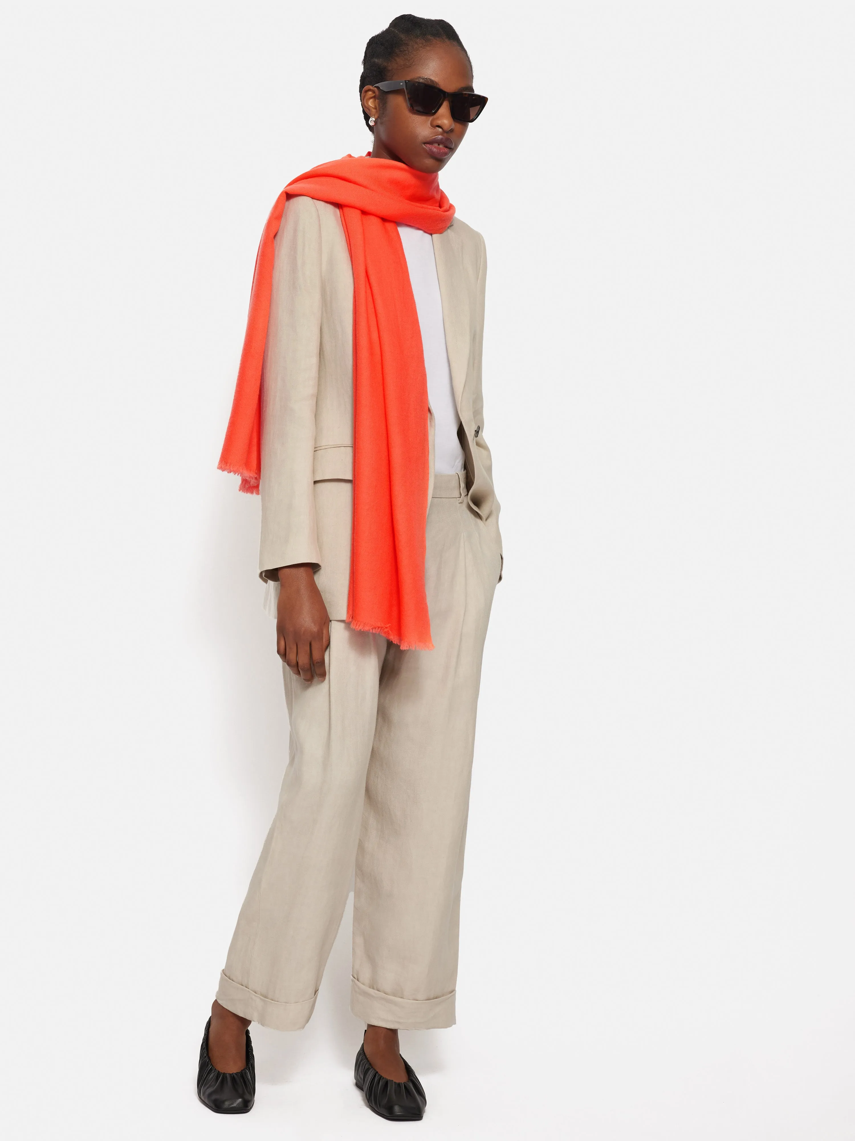 Wool Silk Pashmina | Orange sold by Jigsaw product image thumbnail 4