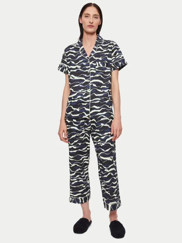 Linear Animal Cropped Pyjama | Navy sold by Jigsaw