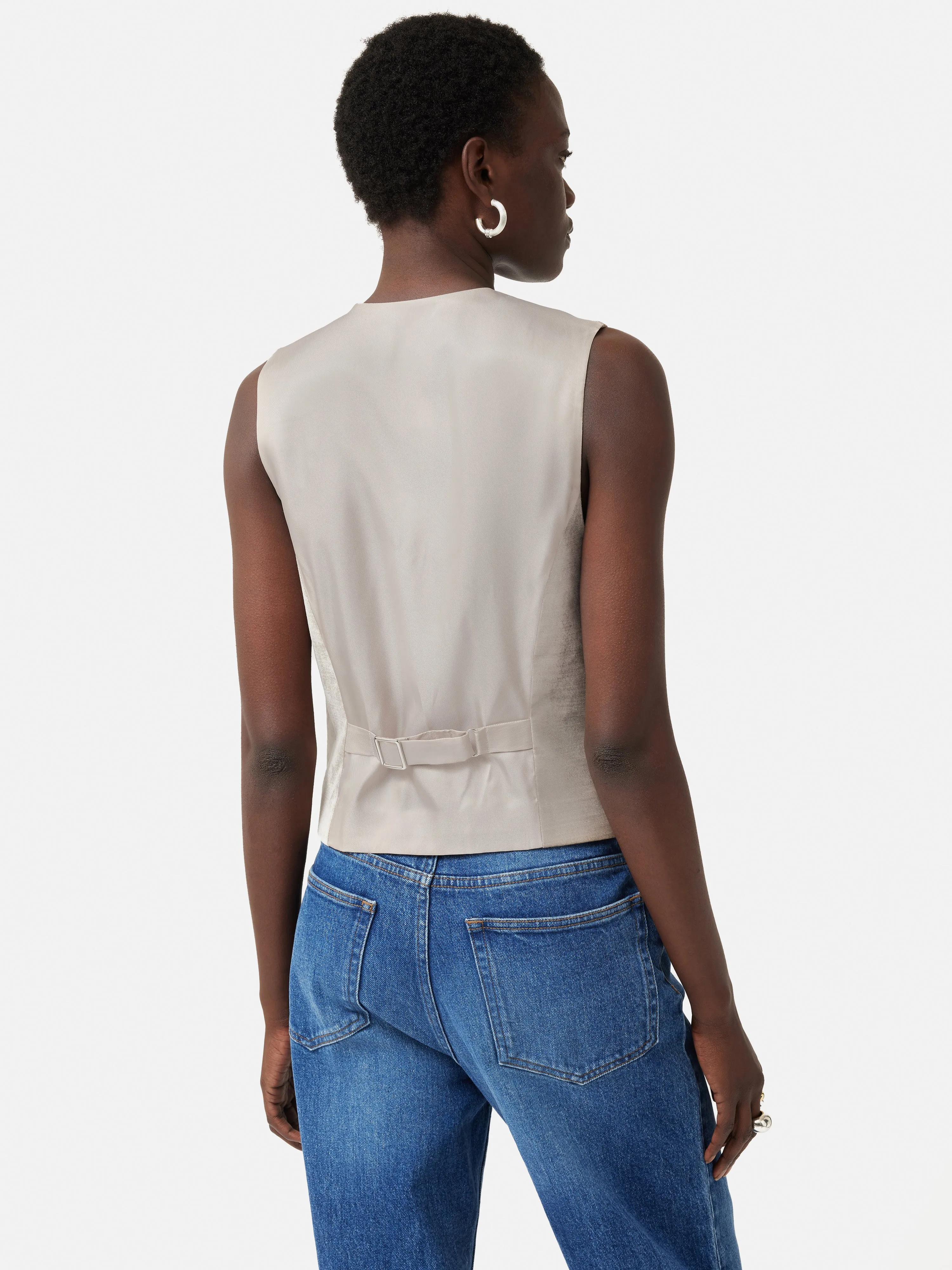 Velvet Tailored Waistcoat | Grey sold by Jigsaw product image thumbnail 5