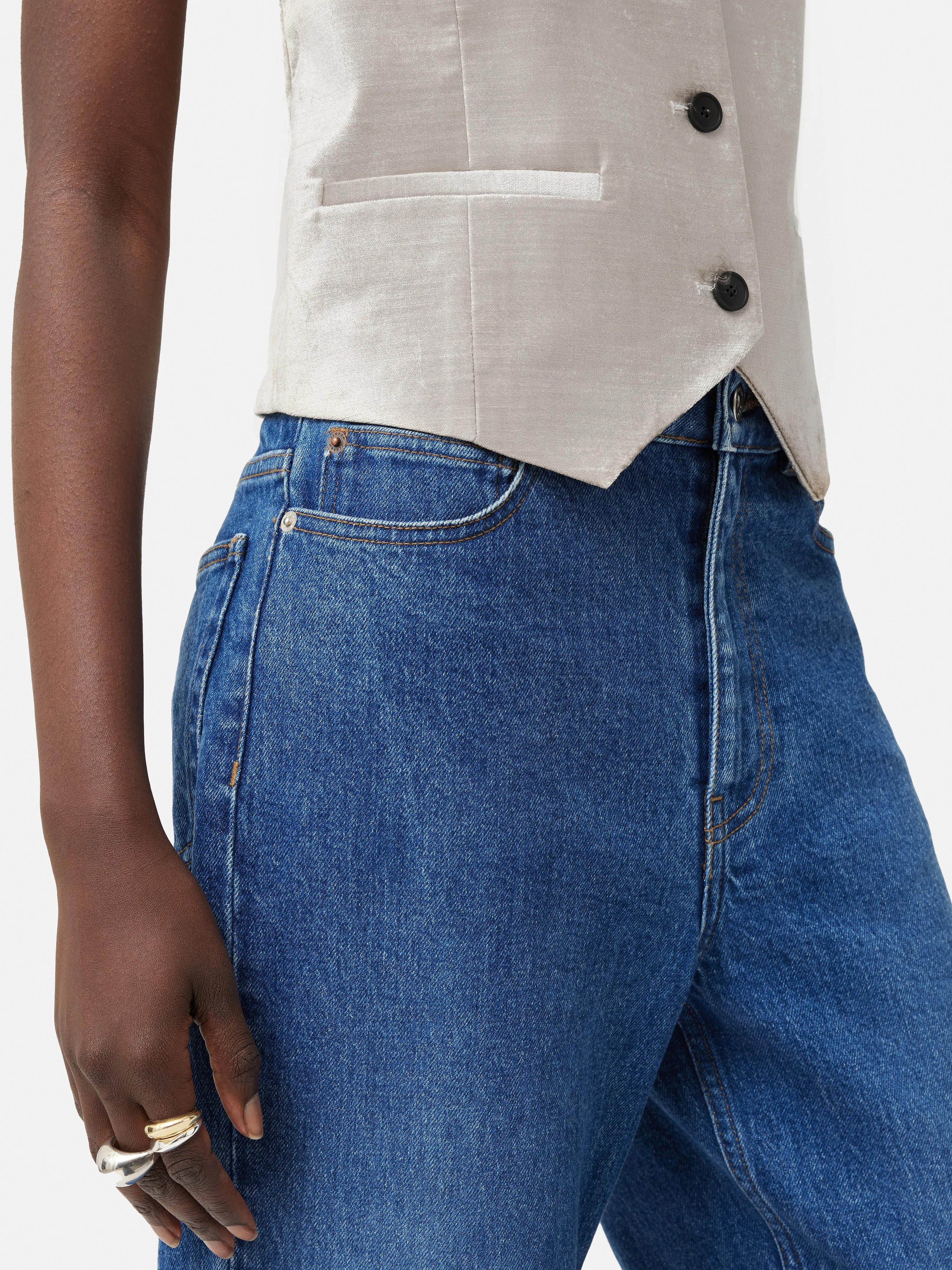 Velvet Tailored Waistcoat | Grey sold by Jigsaw product image thumbnail 4