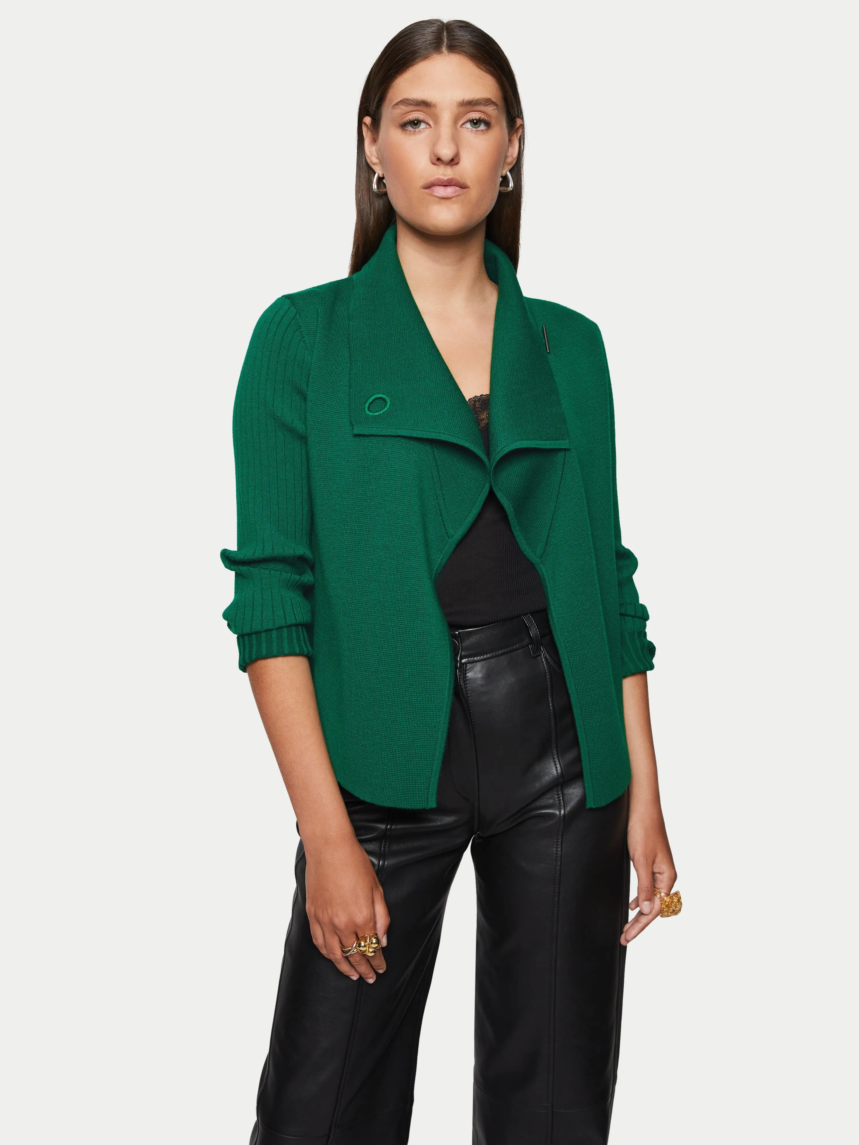 Milano Ring Short Cardigan | Green sold by Jigsaw product image thumbnail 4