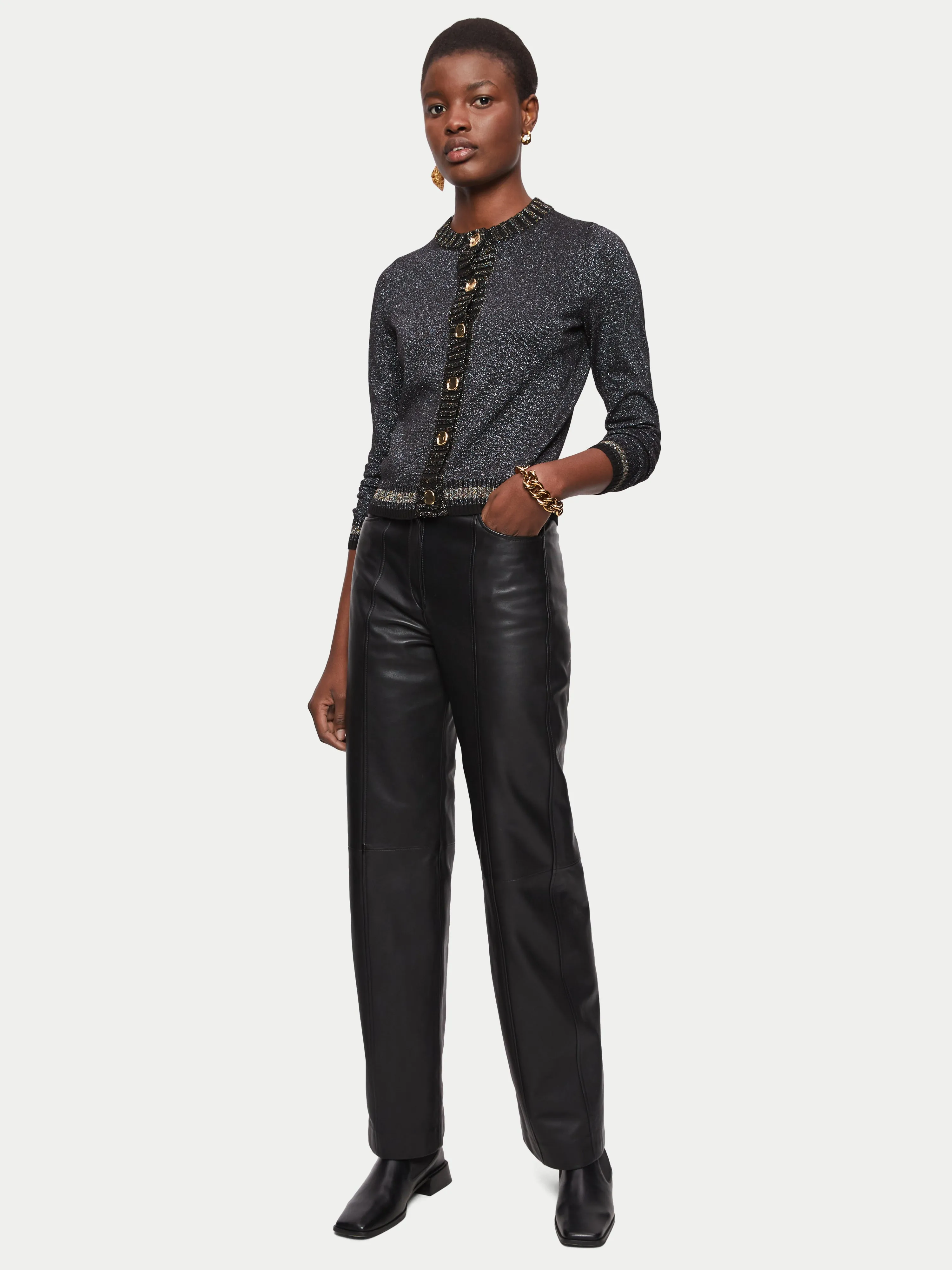 Metallic Crew Cardigan | Black sold by Jigsaw product image thumbnail 5