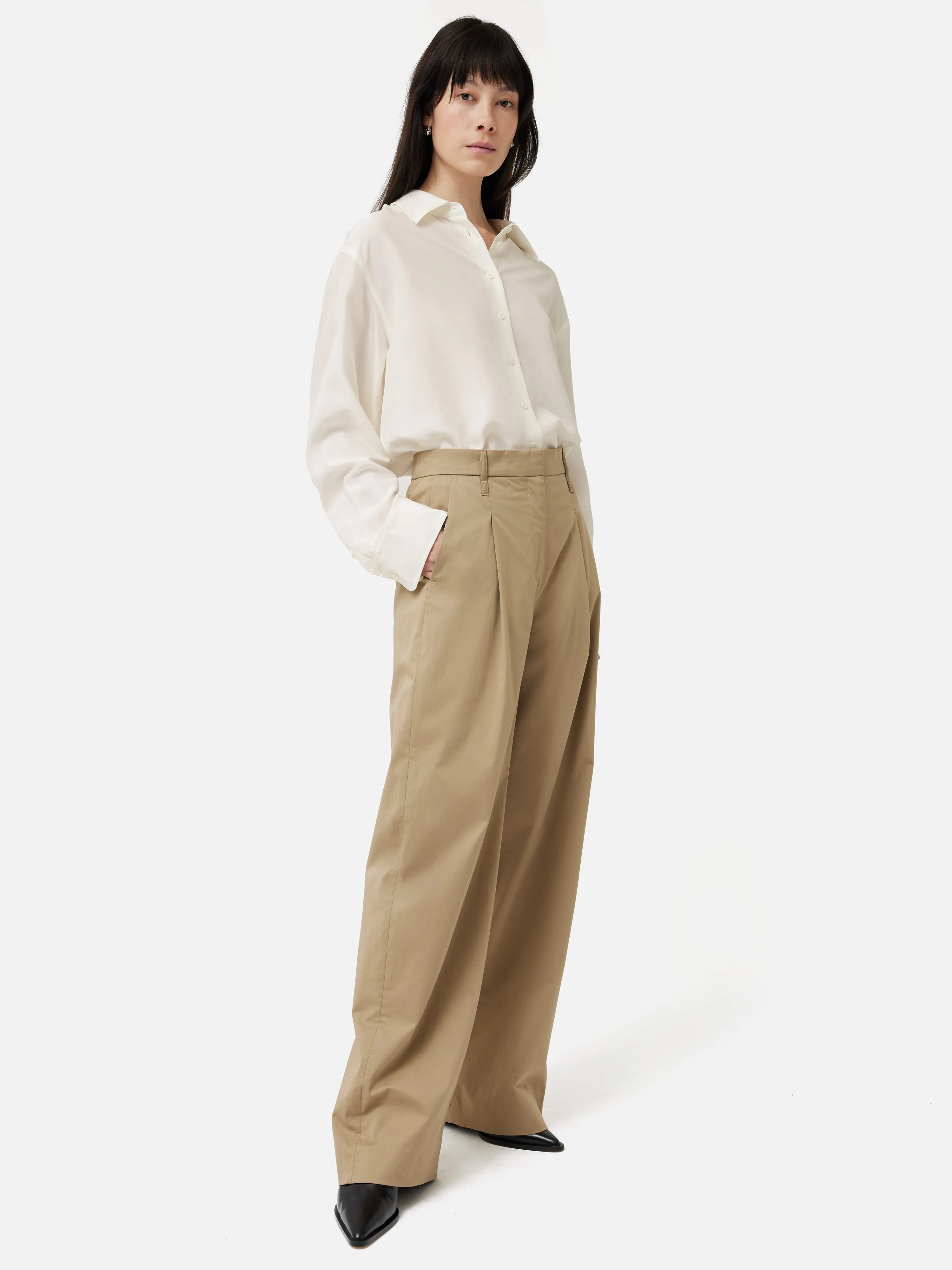 Silk Habotai Relaxed Shirt | Ivory sold by Jigsaw product image thumbnail 4