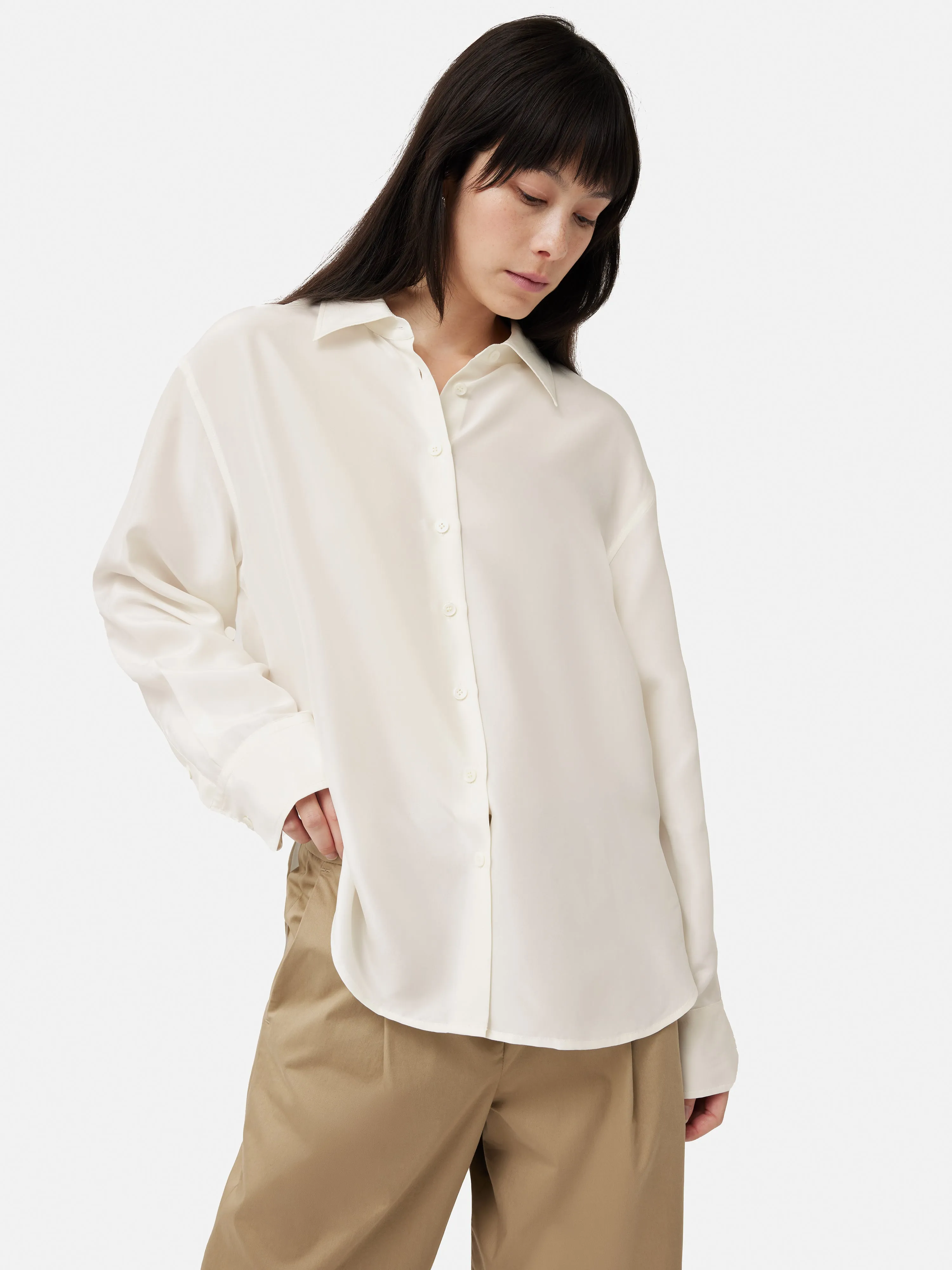 Silk Habotai Relaxed Shirt | Ivory sold by Jigsaw product image thumbnail 3