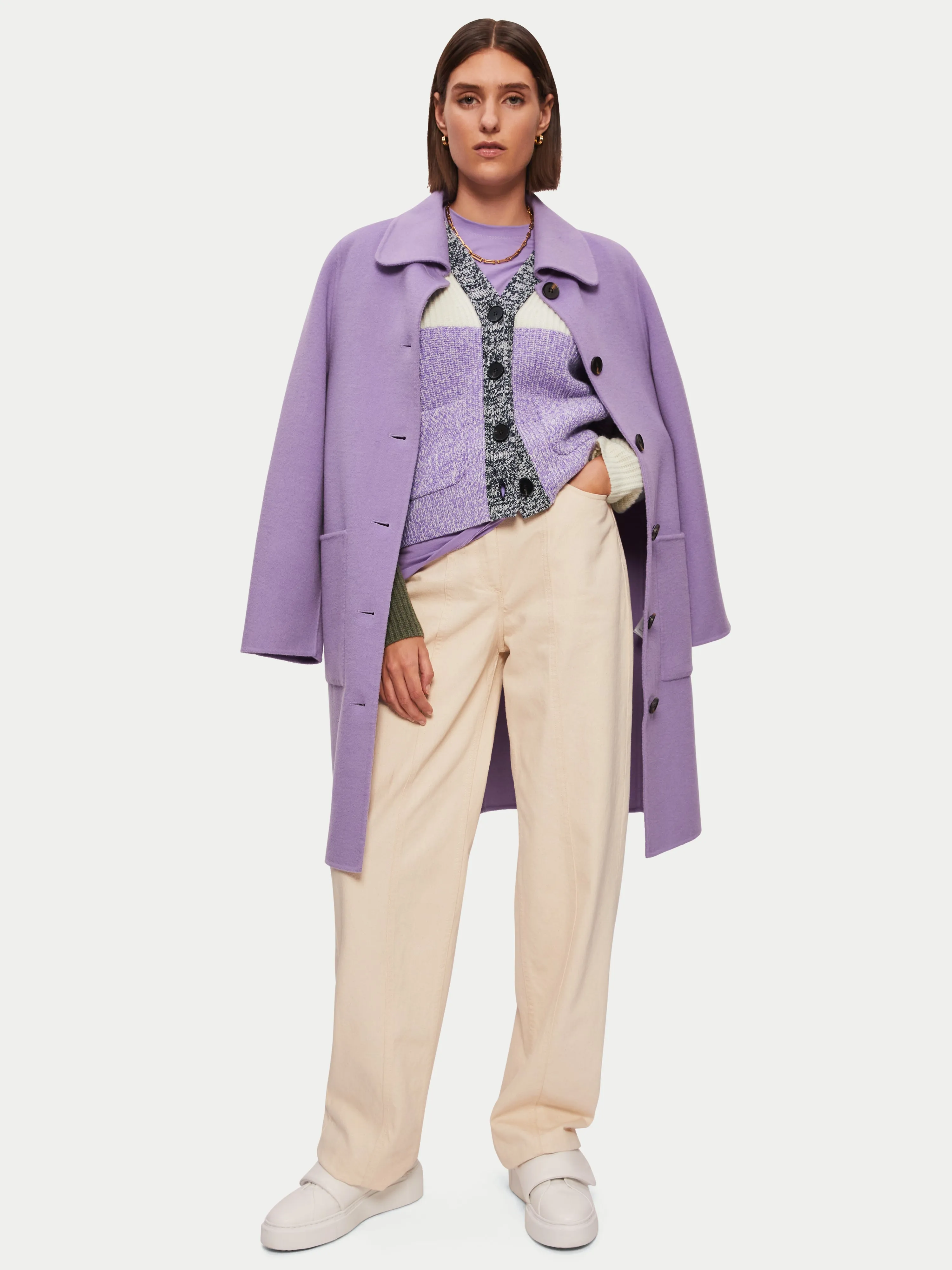 Merino Patchwork Cardigan | Purple sold by Jigsaw product image thumbnail 2