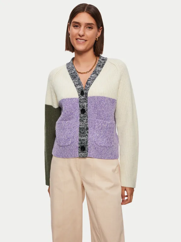 Merino Patchwork Cardigan | Purple sold by Jigsaw