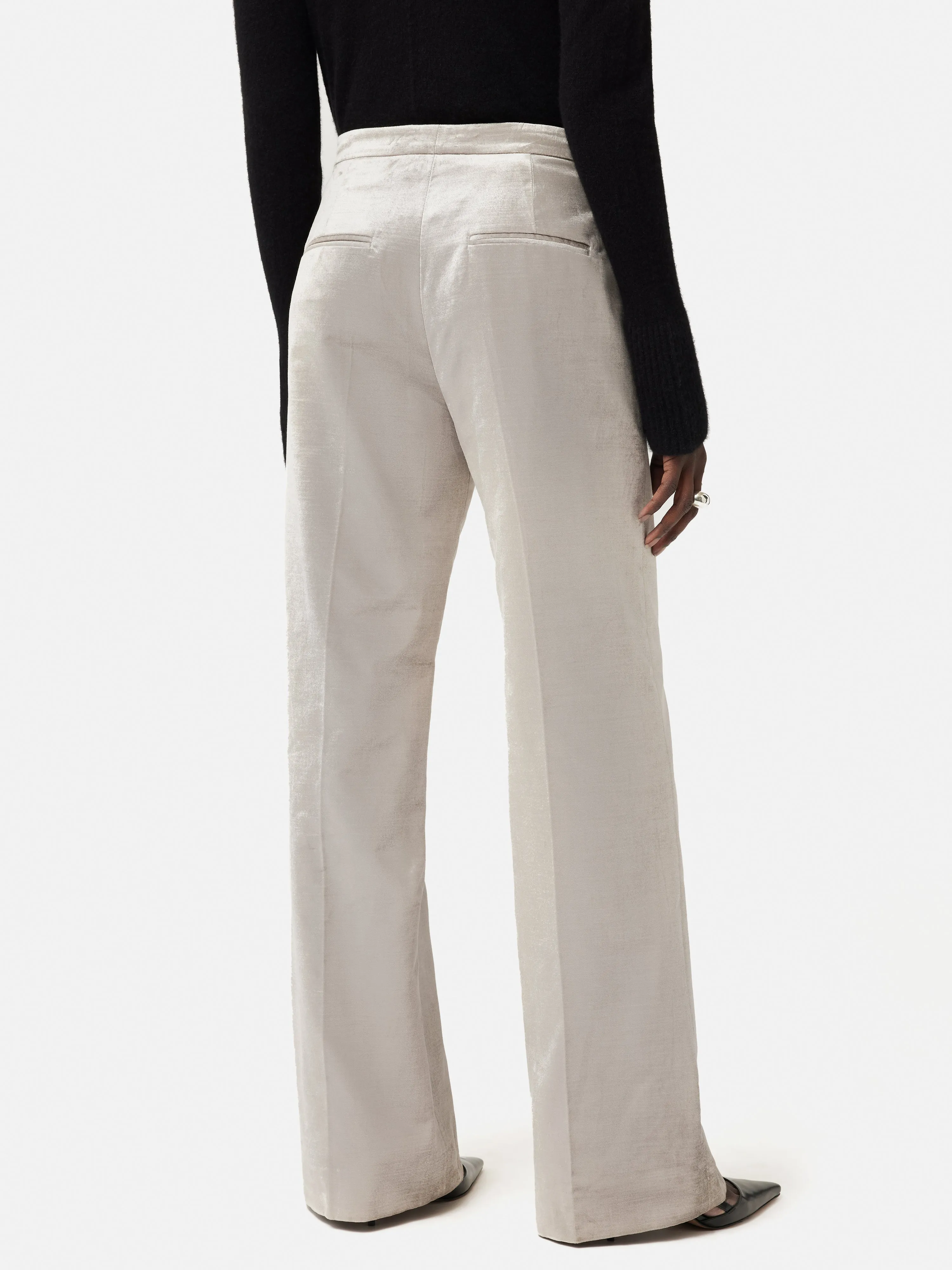 Velvet Wide Leg Trouser | Grey sold by Jigsaw product image thumbnail 5