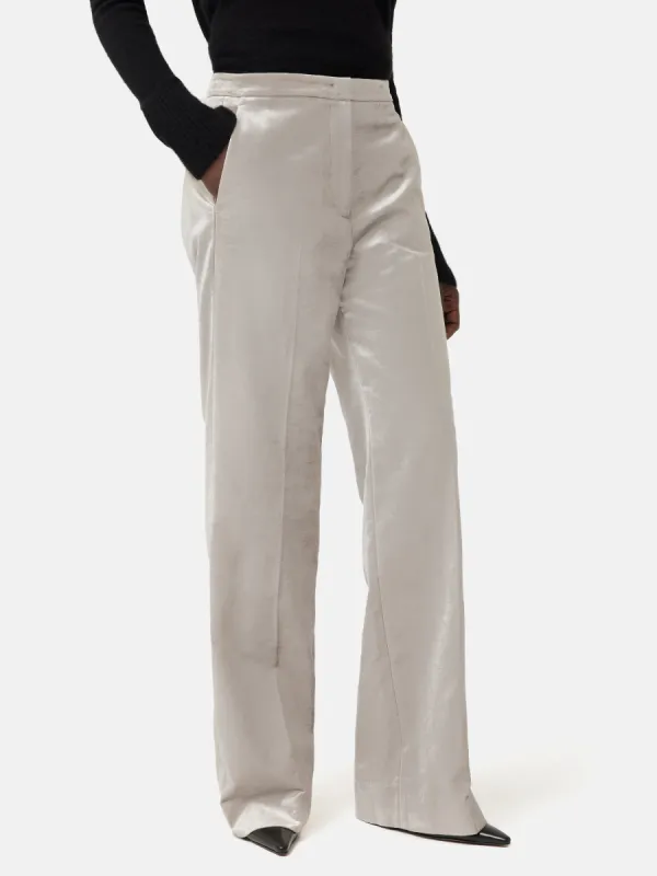 Velvet Wide Leg Trouser | Grey sold by Jigsaw