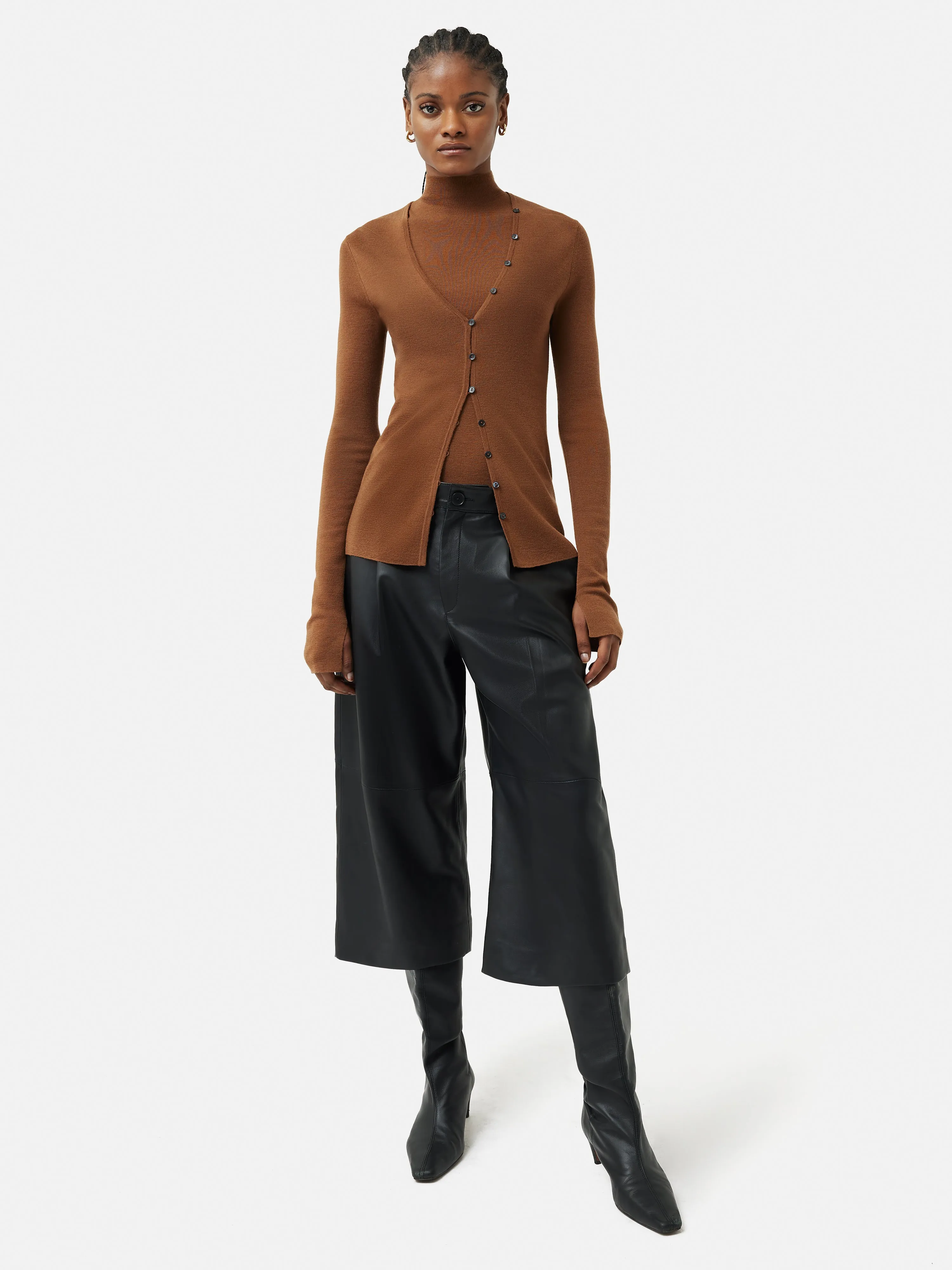 Superfine Merino Cardigan | Brown sold by Jigsaw product image thumbnail 3