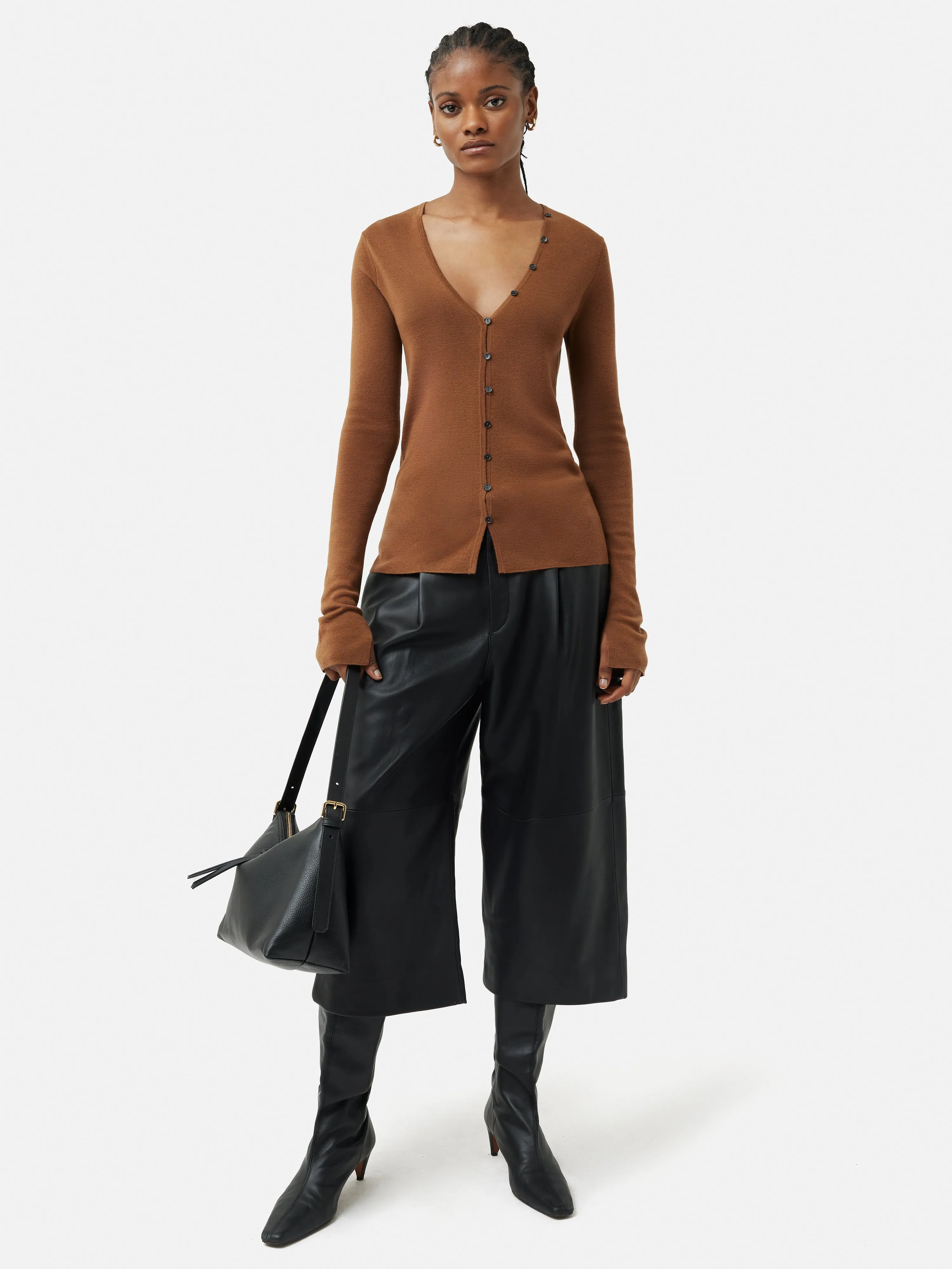 Superfine Merino Cardigan | Brown sold by Jigsaw product image thumbnail 5