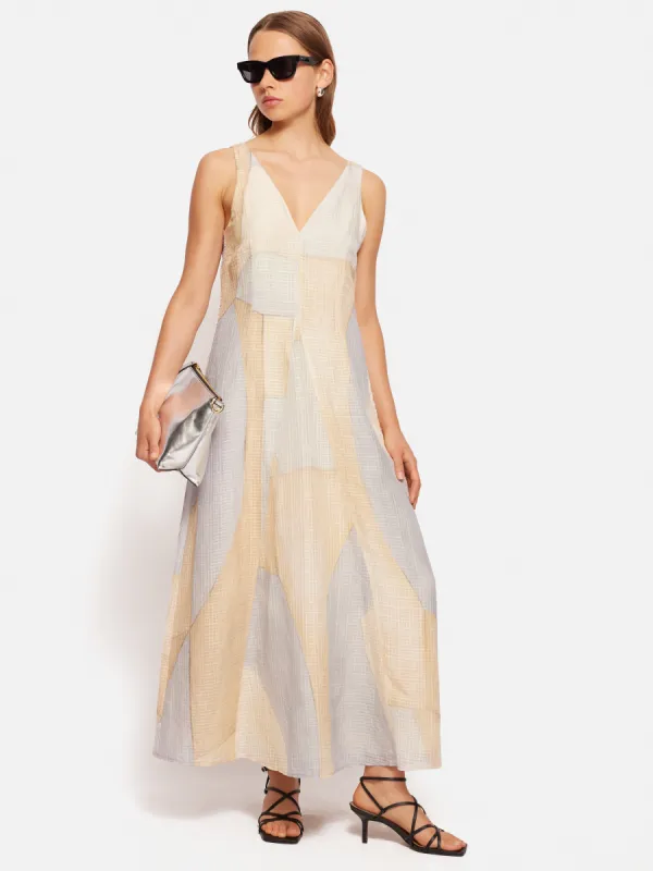 Abstract Silk Linen Gauze Dress | Blue sold by Jigsaw