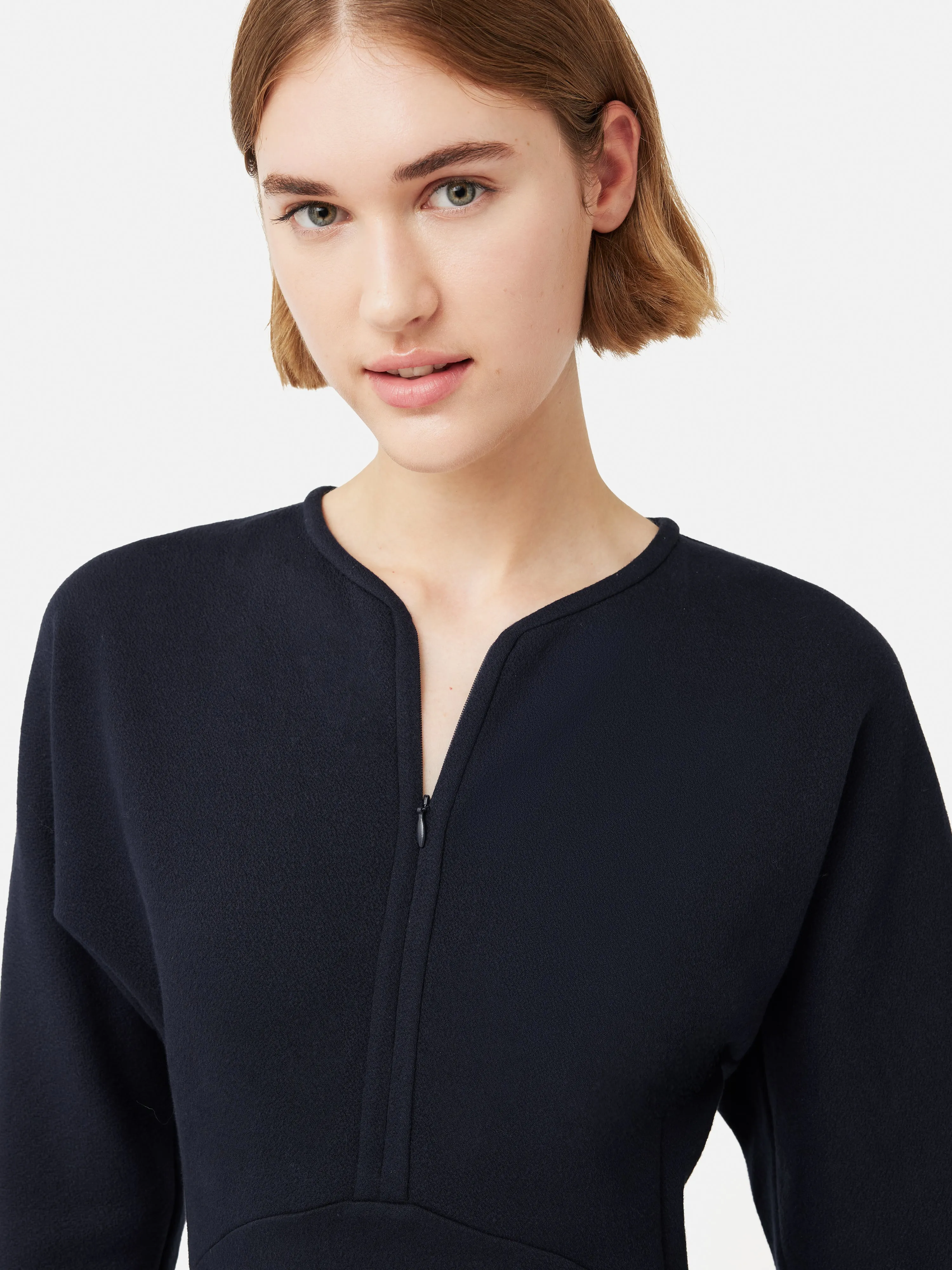 Crepe Jersey Zip Dress | Navy sold by Jigsaw product image thumbnail 2