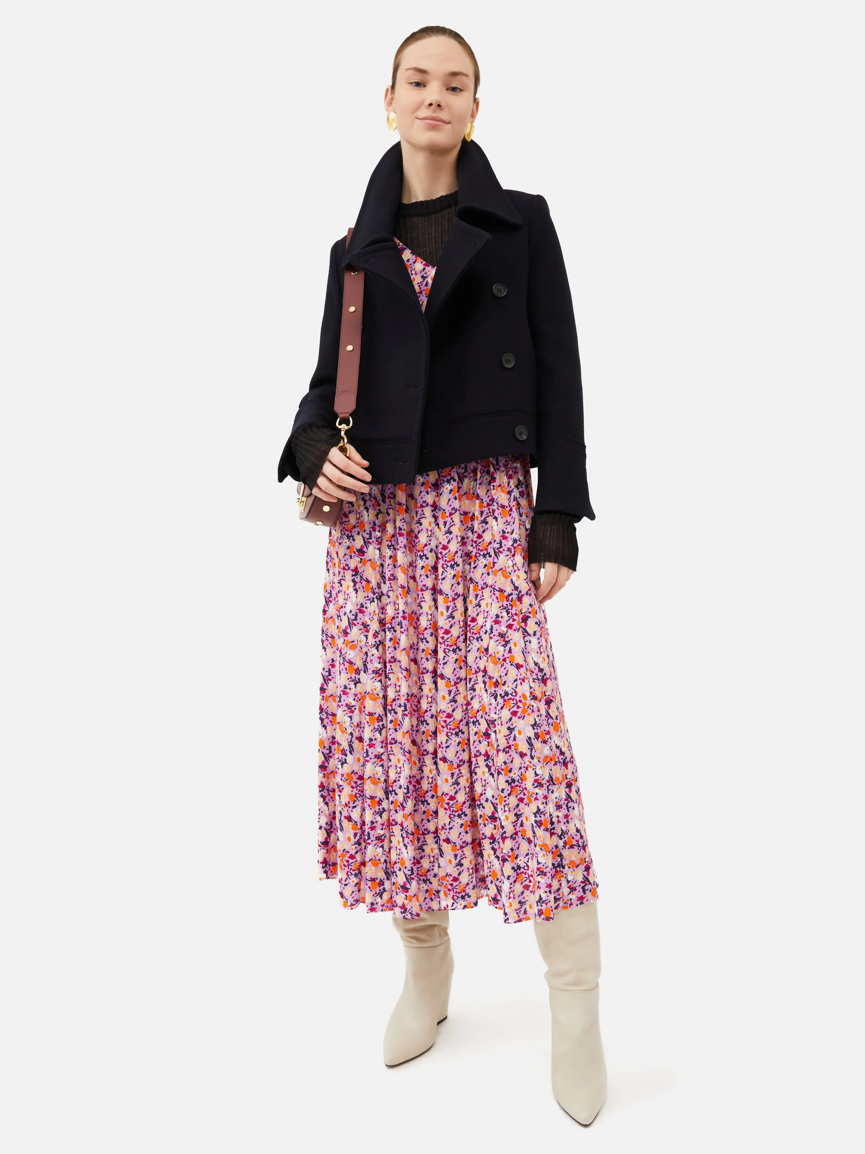 Modern Twill Pea Coat | Navy sold by Jigsaw product image thumbnail 2