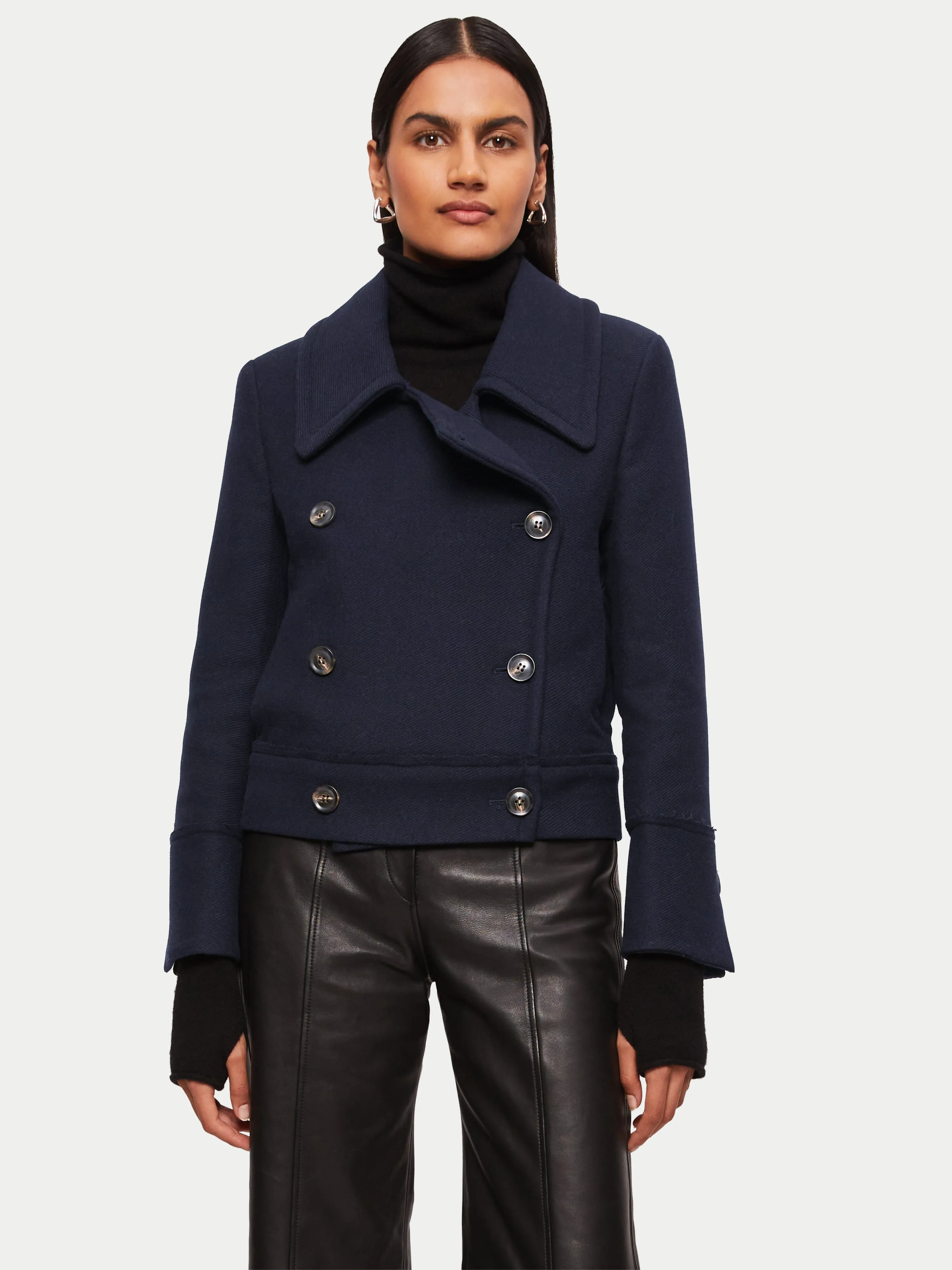 Modern Twill Pea Coat | Navy sold by Jigsaw product image thumbnail 4