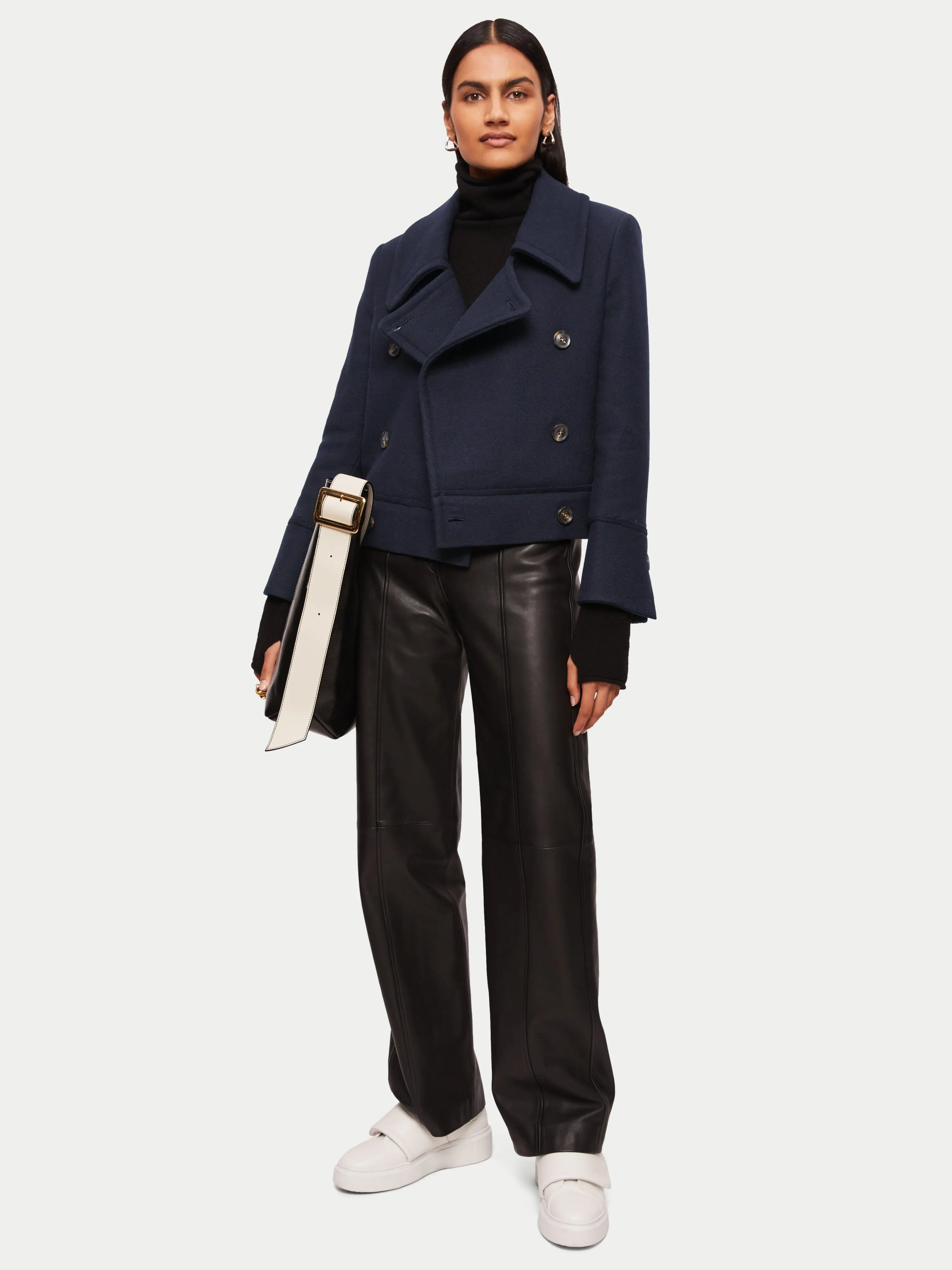 Modern Twill Pea Coat | Navy sold by Jigsaw product image thumbnail 5