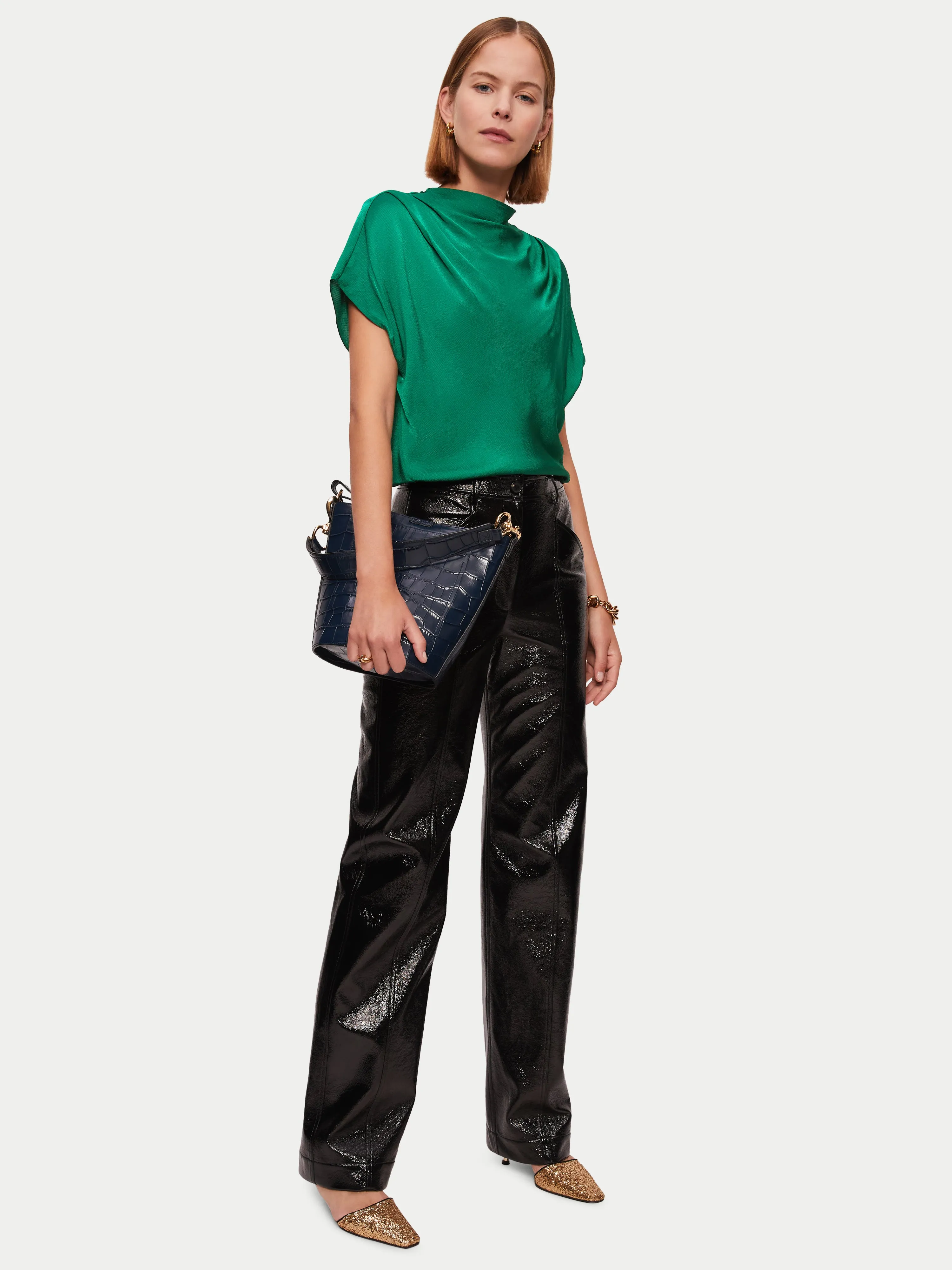 Hammered Satin Blouse | Green sold by Jigsaw product image thumbnail 4
