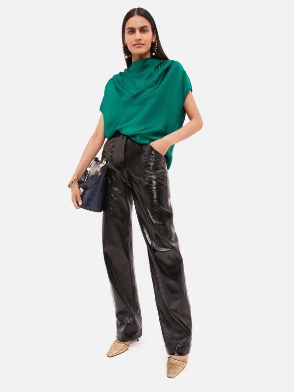 Hammered Satin Blouse | Green sold by Jigsaw