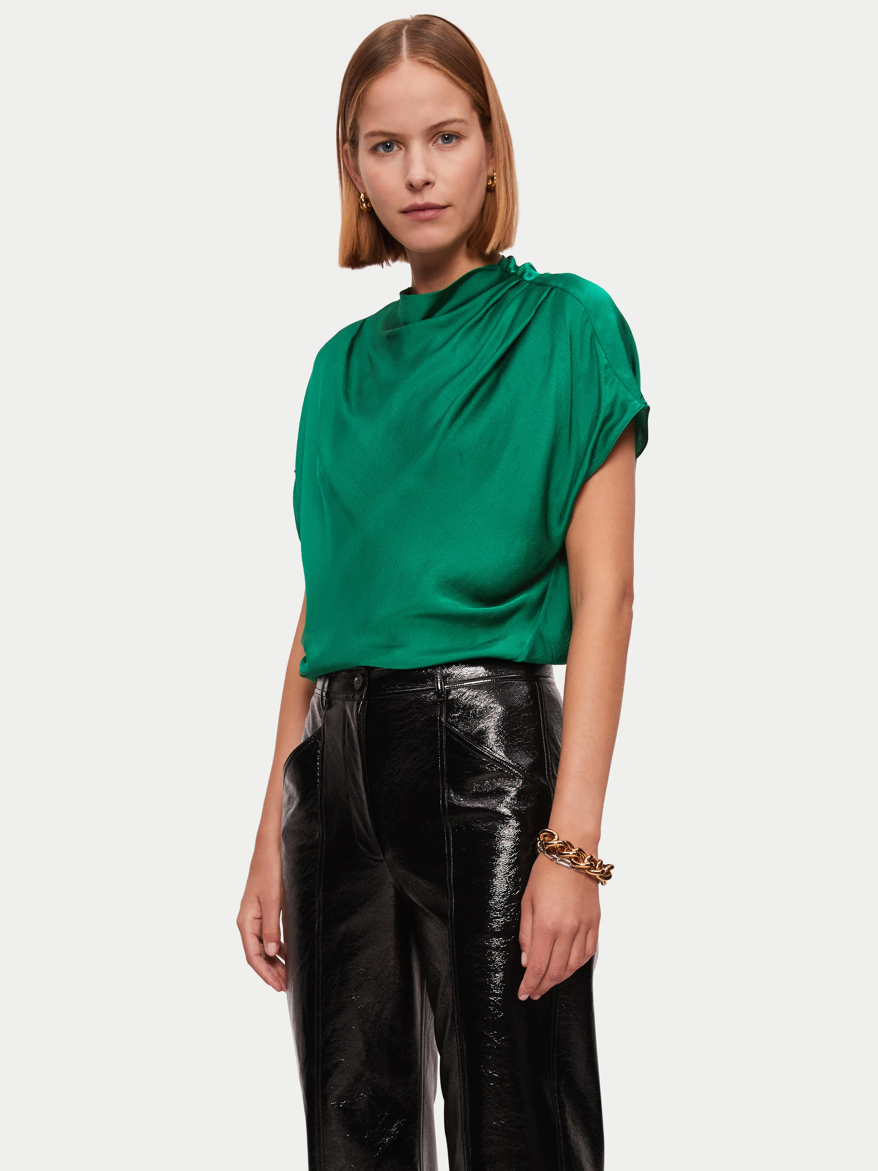Hammered Satin Blouse | Green sold by Jigsaw product image thumbnail 3