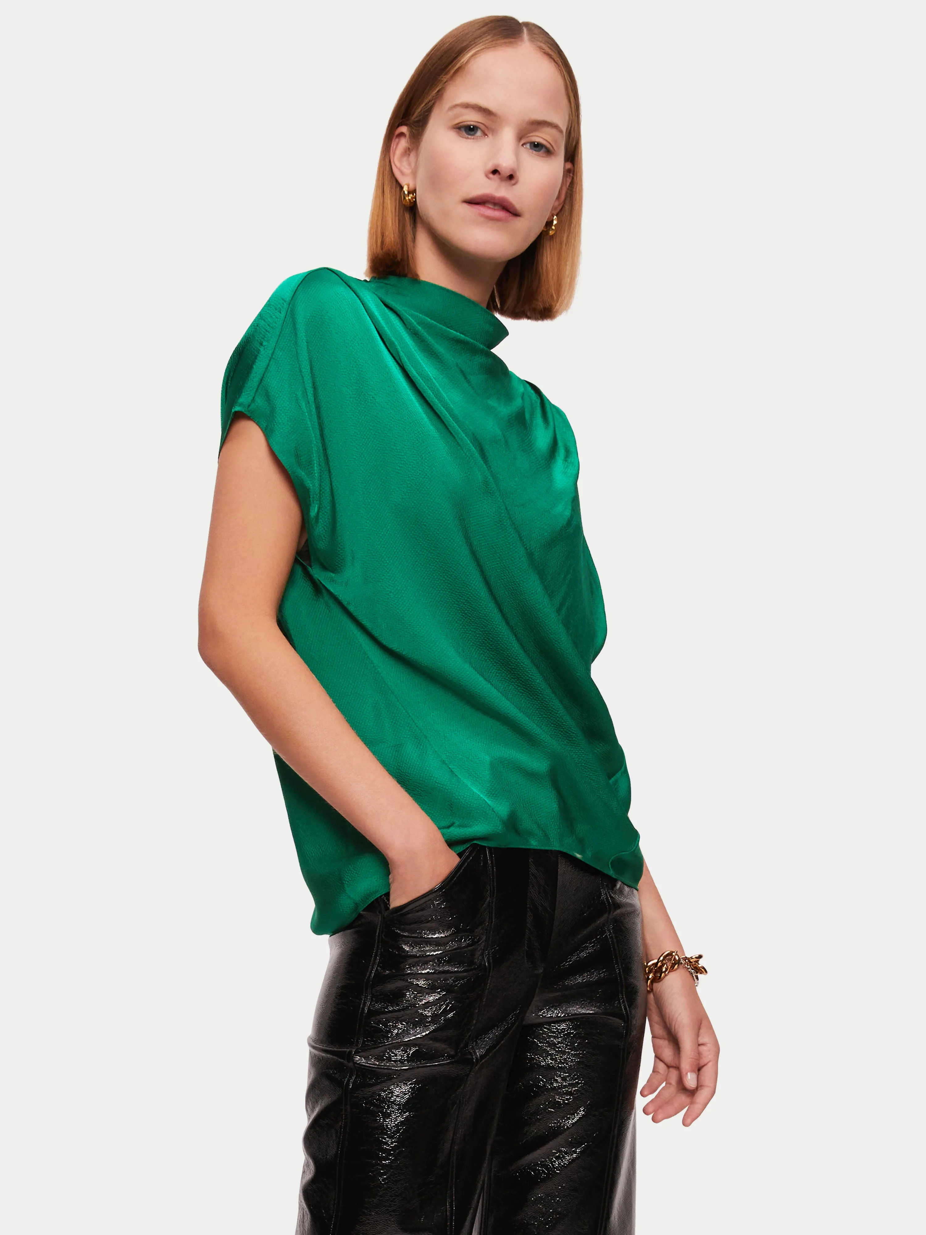Hammered Satin Blouse | Green sold by Jigsaw product image thumbnail 5