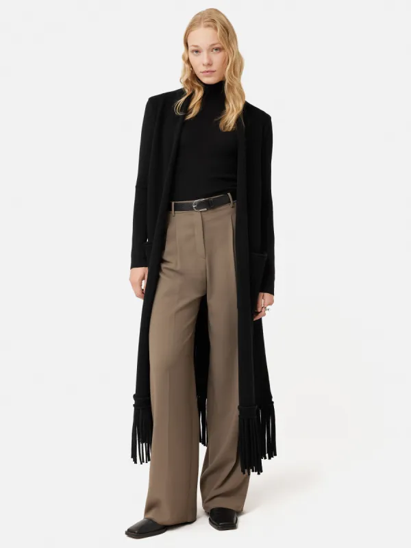 Merino Fringed Gilet | Black sold by Jigsaw