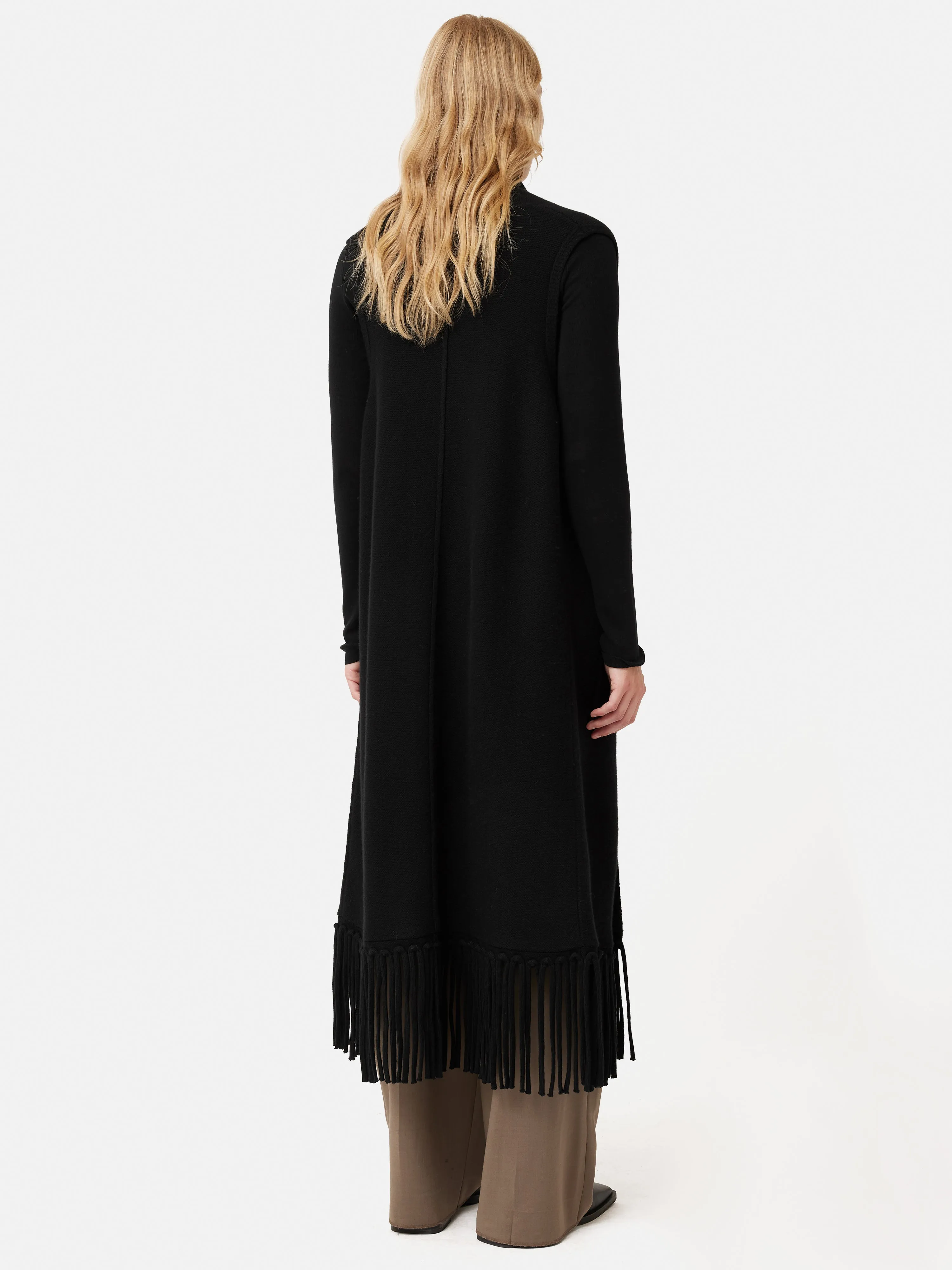 Merino Fringed Gilet | Black sold by Jigsaw product image thumbnail 4