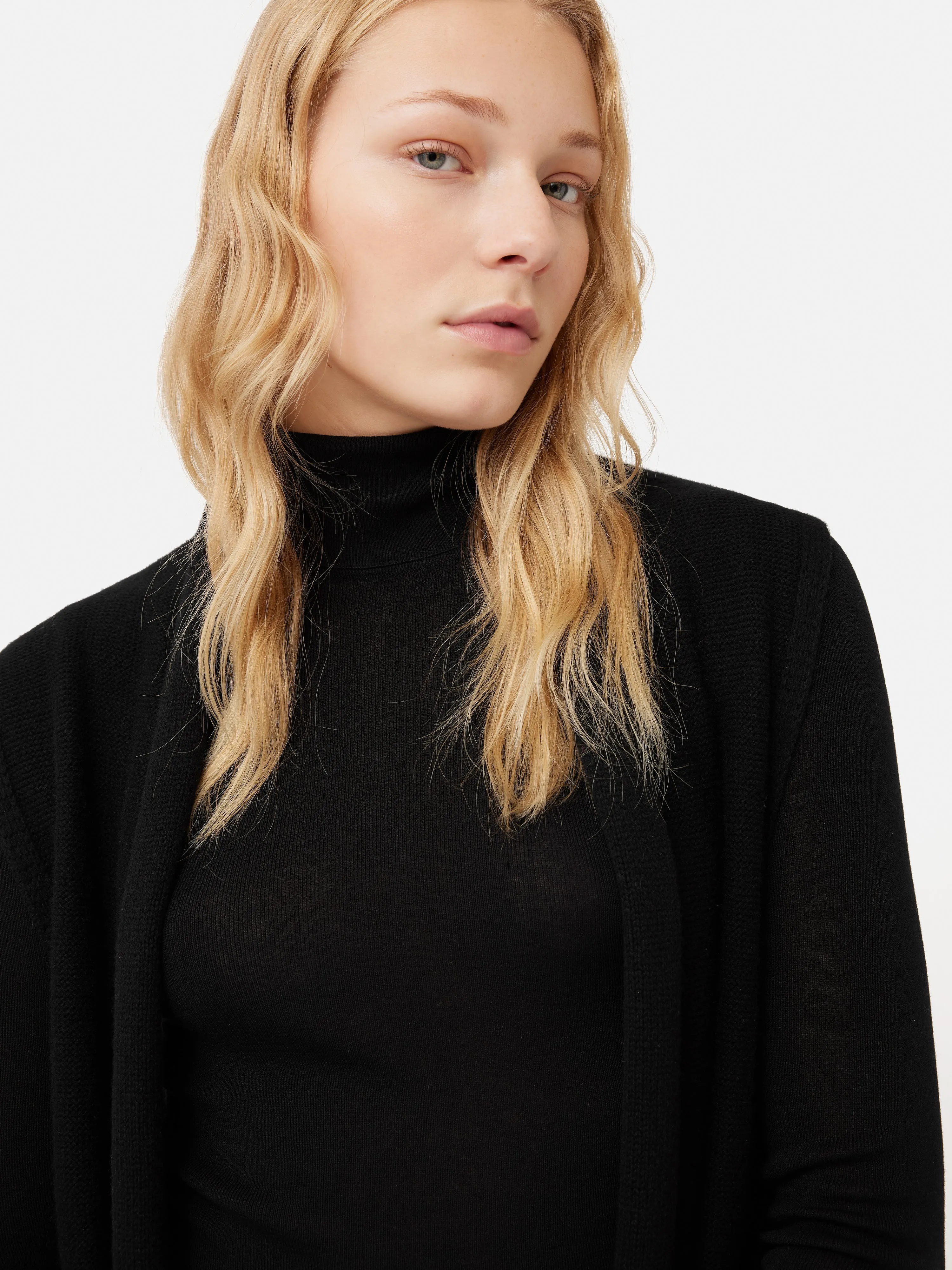 Merino Fringed Gilet | Black sold by Jigsaw product image thumbnail 2