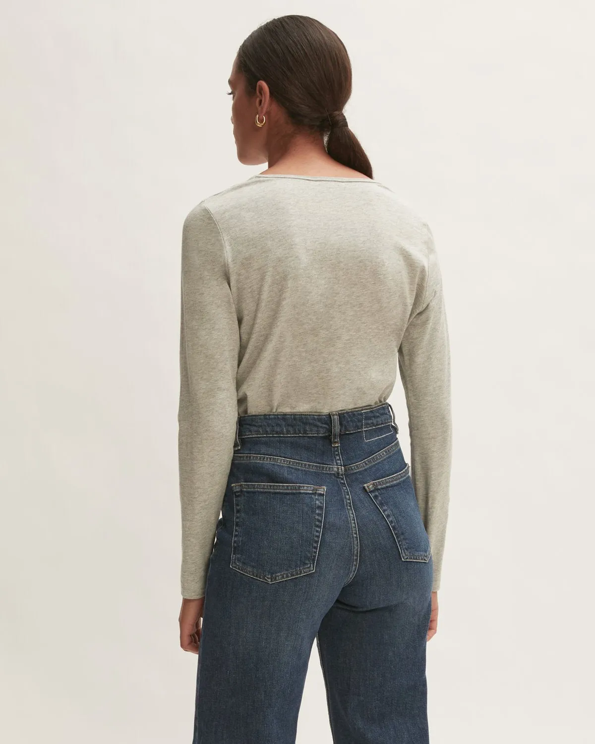 Supima Cotton Long Sleeve Tee | Pale Grey Mel sold by Jigsaw product image thumbnail 4